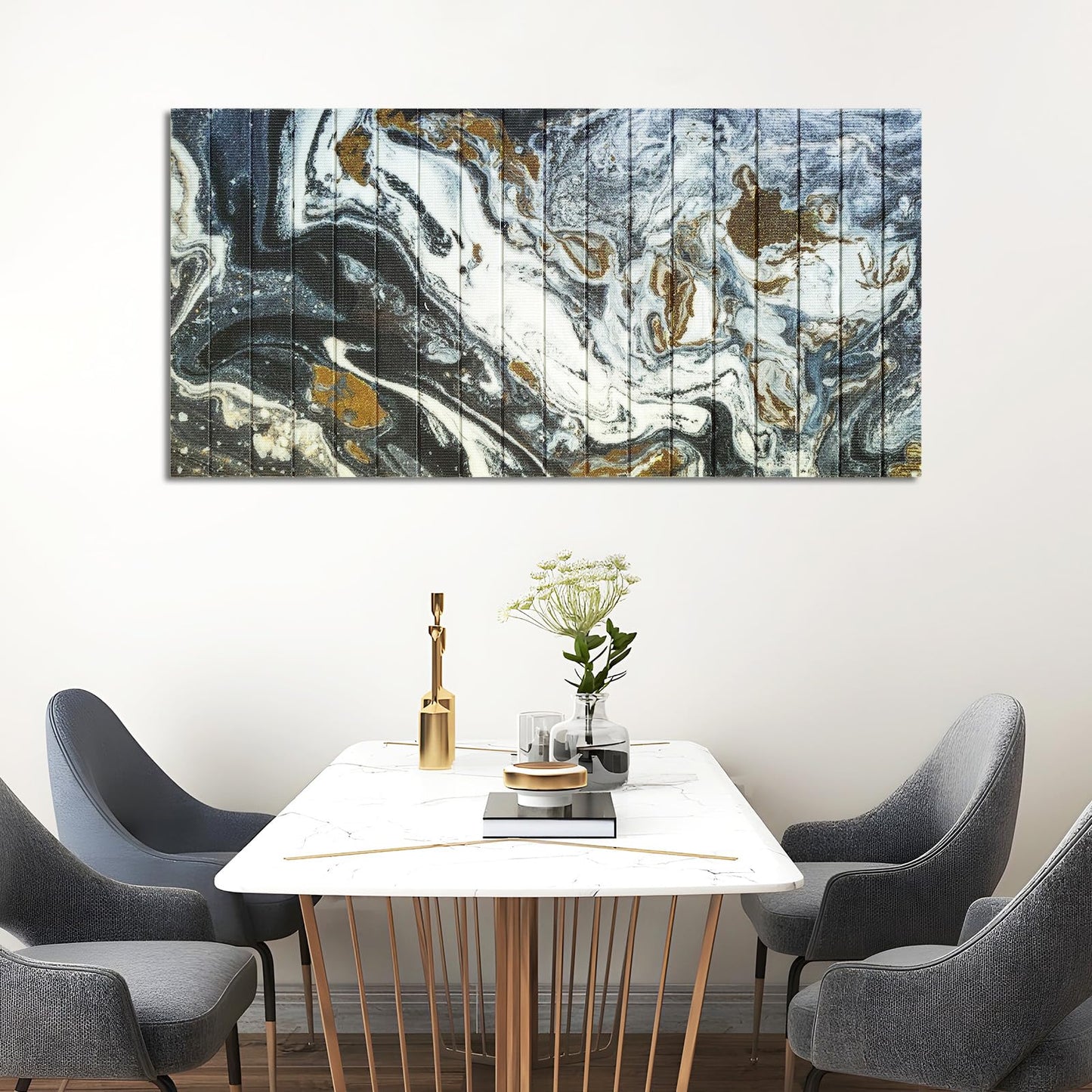 llribbons Framed Abstract Canvas Ribbon Wall Art Black White Gold Pictures Living Room Wall Decor Modern Painting Handmade 3D Woven Textured Prints Artwork for Bedroom Home Office Decoration 20" x 40"
