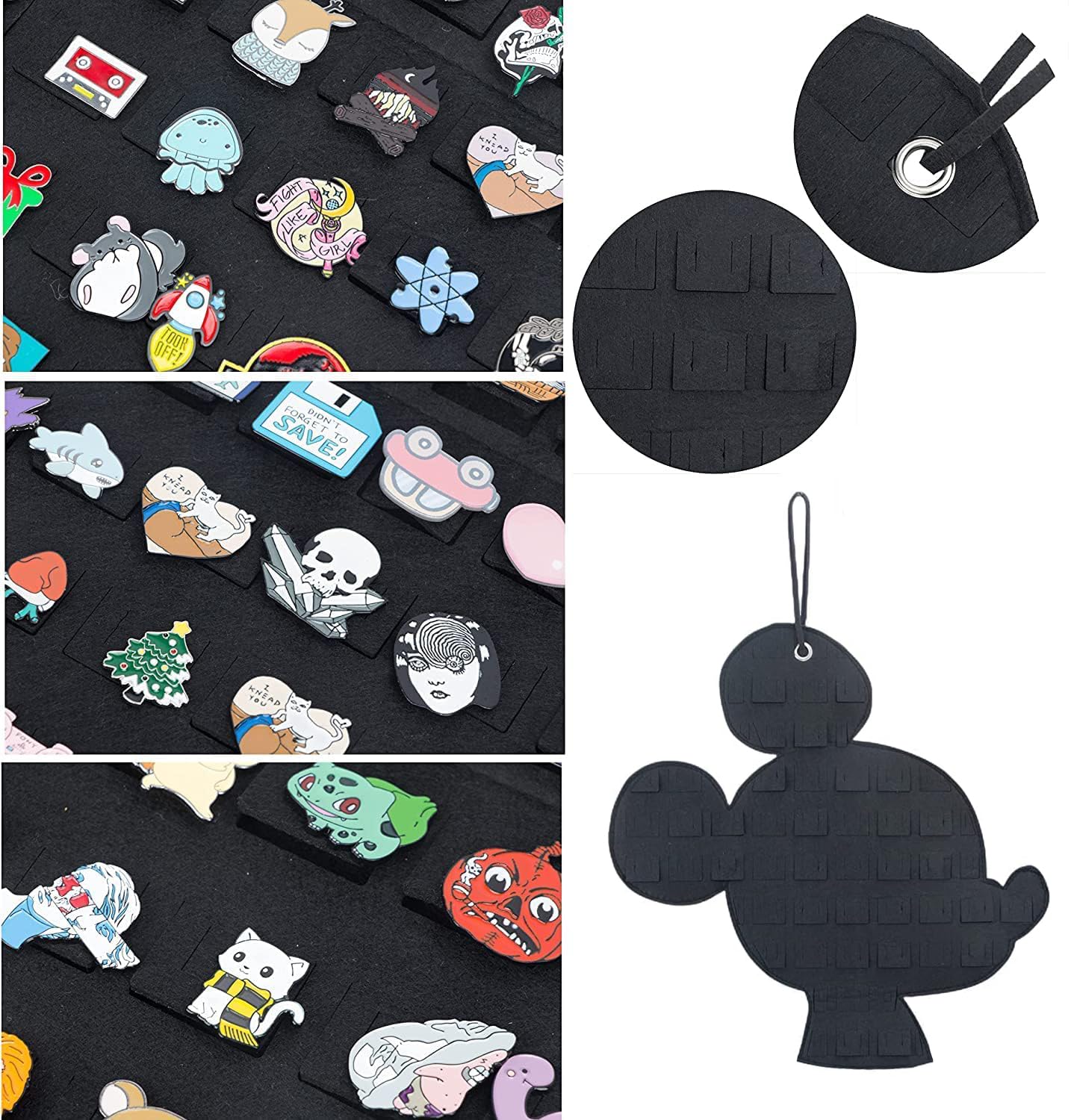JOYMOMO Hanging Brooch Pin Organizer Enamel Pin Display Cute Cartoon Shape Brooch Pin Display Storage Holder for Brooch Pin(Without Accessories ) (black-mouse)