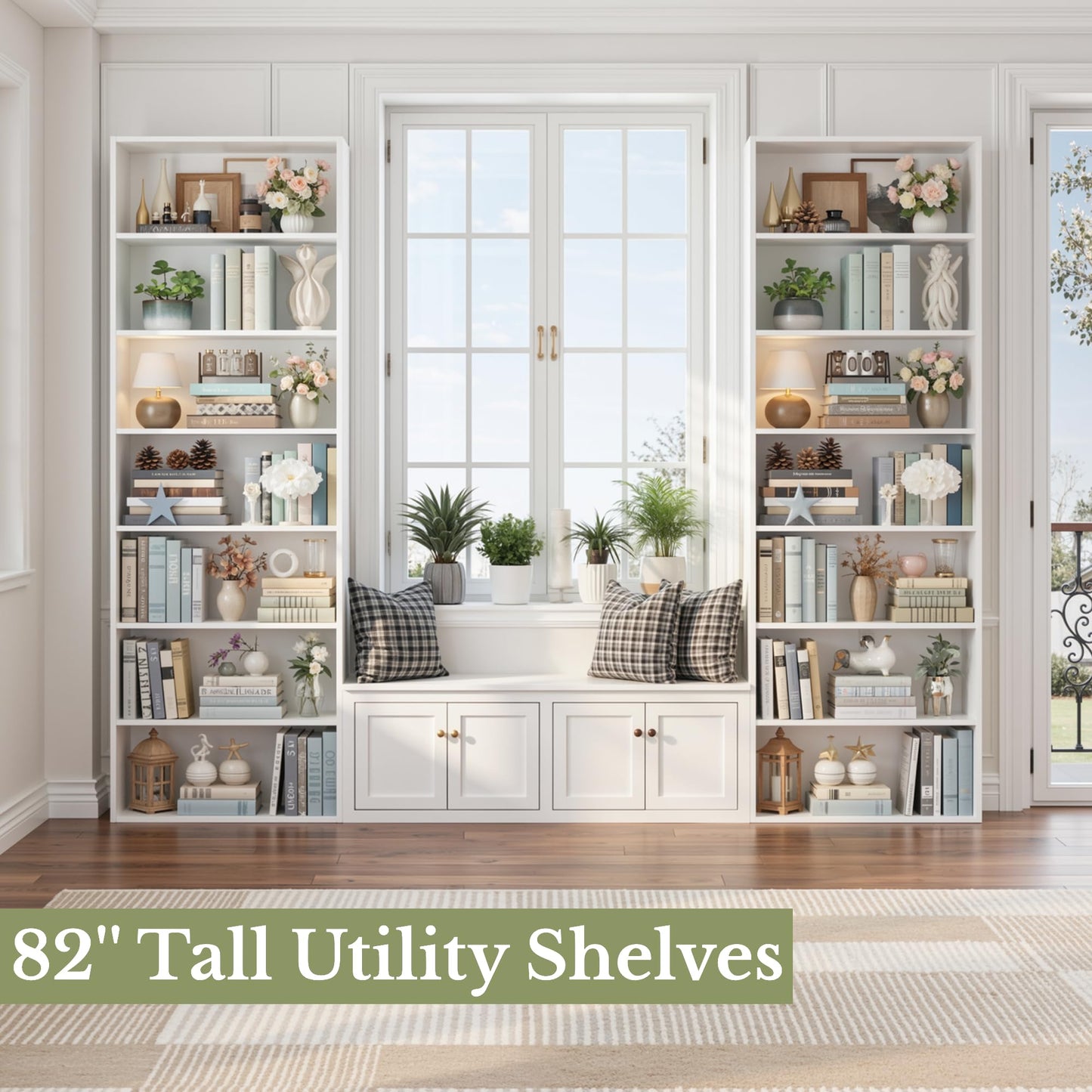 FACBOTALL 82" Tall Bookshelf, 7-Tier Open Shelves Bookcase, Freestanding Display Storage Shelves, Tall Bookcase Home Decor Furniture for Home Office, Living Room, Bedroom, White