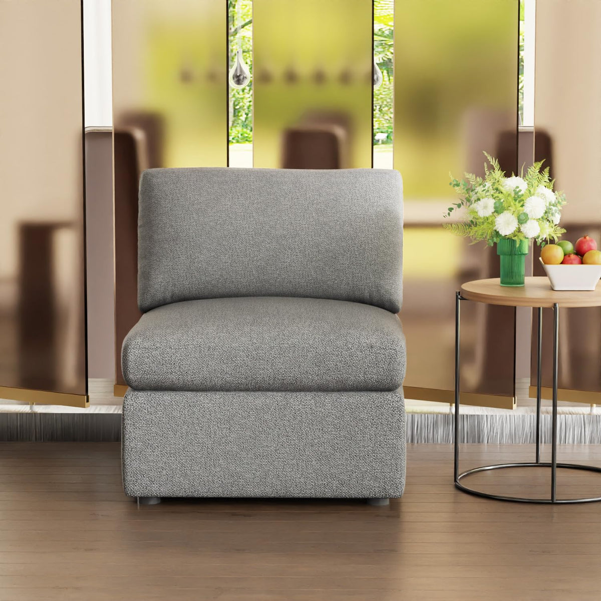FDW Sofa Couch 1-Deep Seat Convertible Modular Sectional Sofa Couch for Living Room Bedroom Home Office,Gray