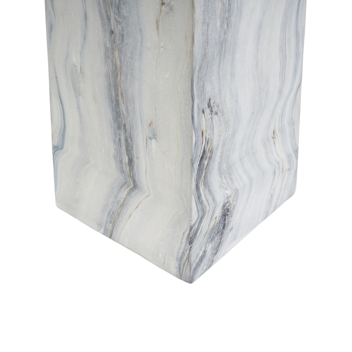 Handcrafted Marble Effect Pedestal, 30.3" Tall, Indoor & Outdoor Display Stand, Square Base, Heavy-Duty 100 lbs Capacity, Unique Grey-Blue Veining, Plant Stand, Sculpture Plinth, Side Table Accent