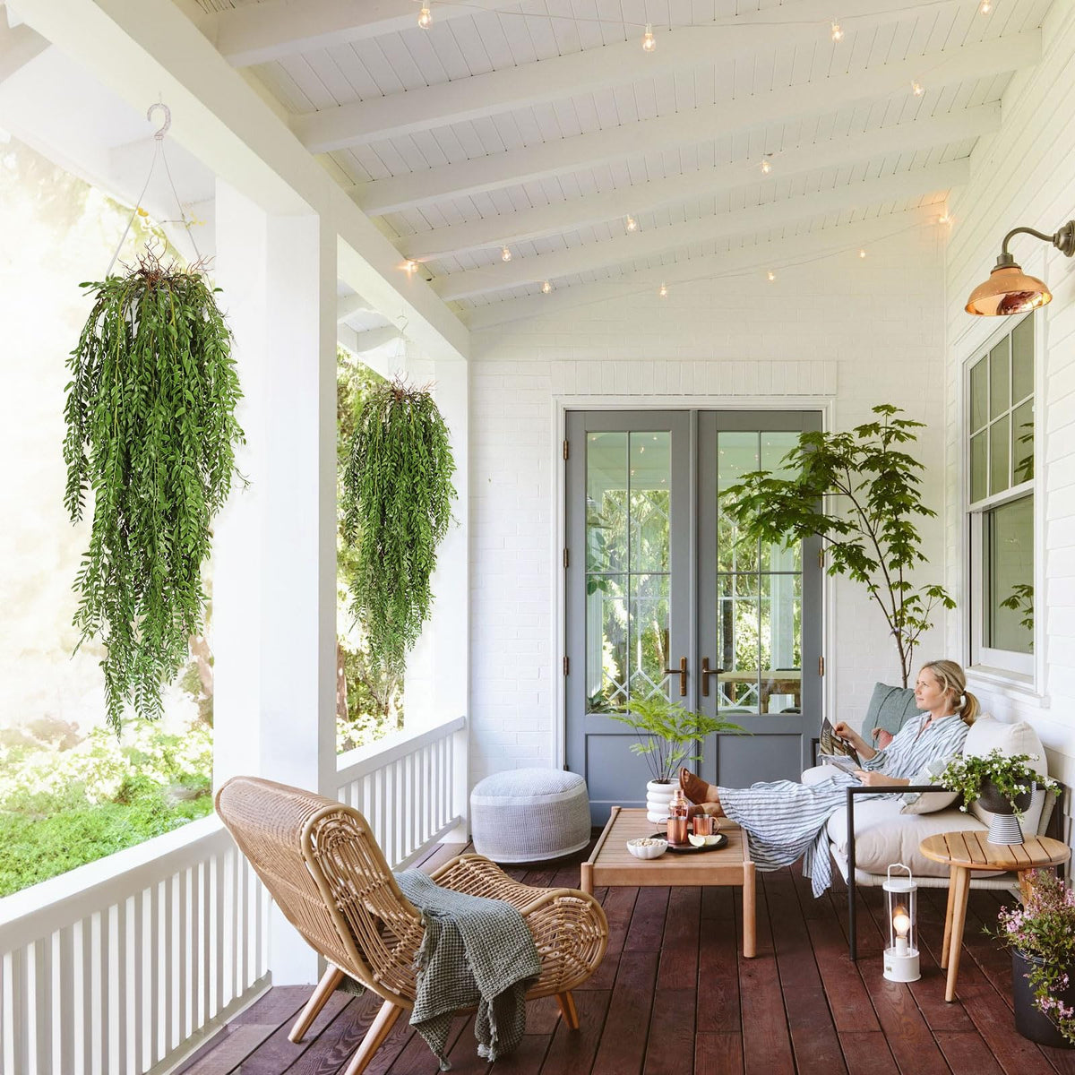 RECUTMS 2 Pcs 3.7Ft Hanging Fake Plants Faux Ferns Ivy Willow Vine Leaves Wall Greenery Artificial Vine Plastic for Spring Home Garden Wedding Party Indoor Outdoor Easter Decorations(Green)