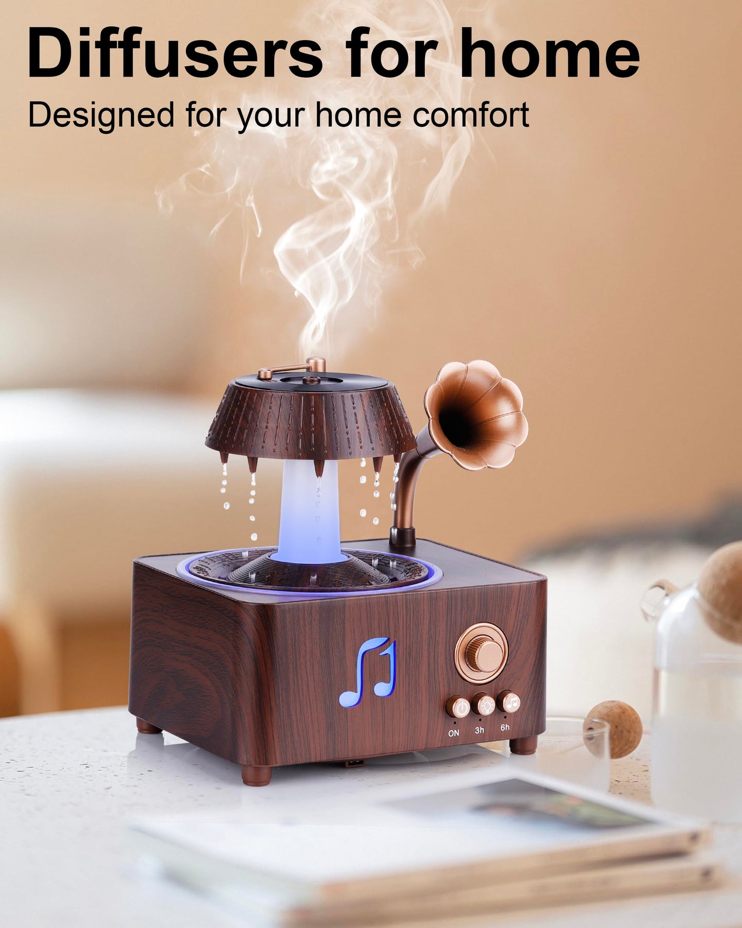 Kaaeiccr Essential Oil Diffuser, Humidifiers For Bedroom, 250ml Cool Mist Rain Diffuser, 7 Colors LED Ambient Light & Auto Shut-Off When Water Runs Out, for Office, Study Room, Yoga, Relaxation & Home