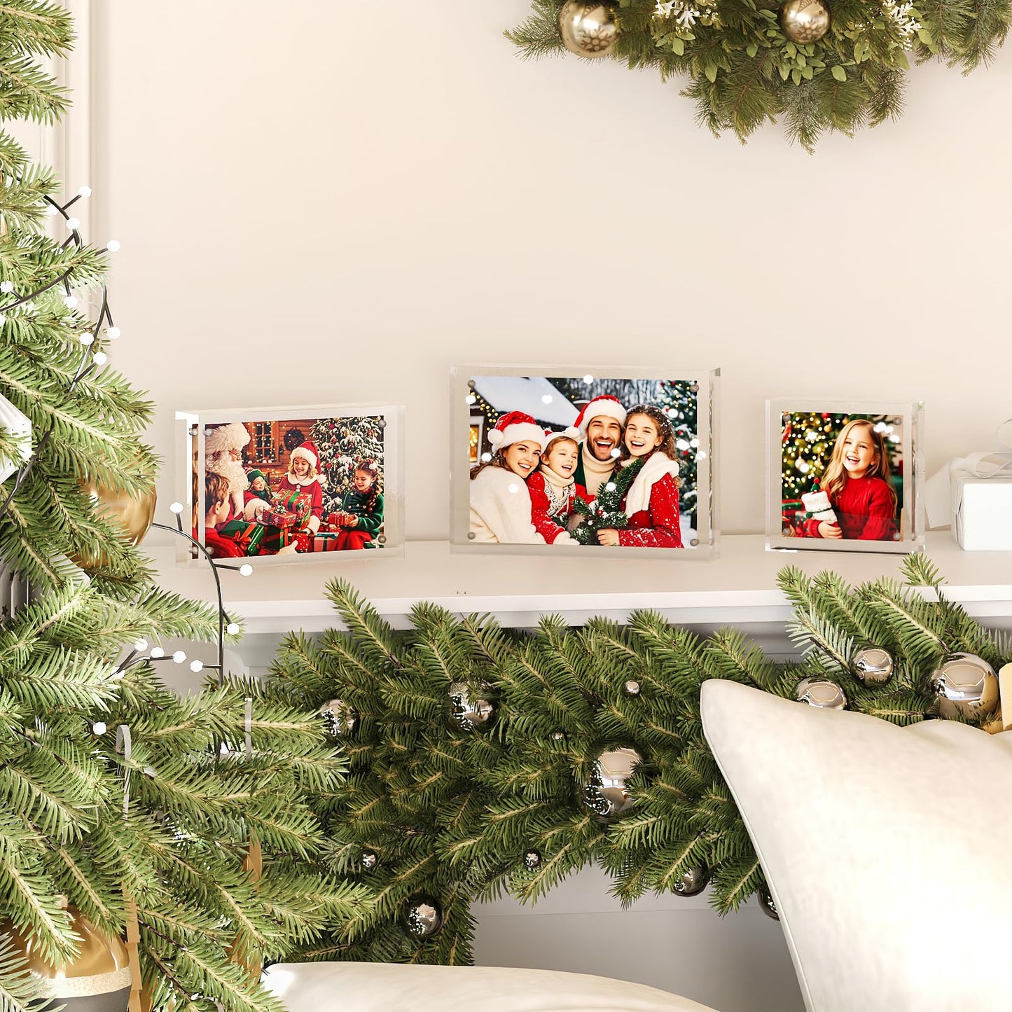 Egofine 4x6 Acrylic Frames 6 Pack, 20mm Thicker Frameless Clear Picture Frames, Double Sided Magnetic Picture Frames, Free Standing Desktop Display