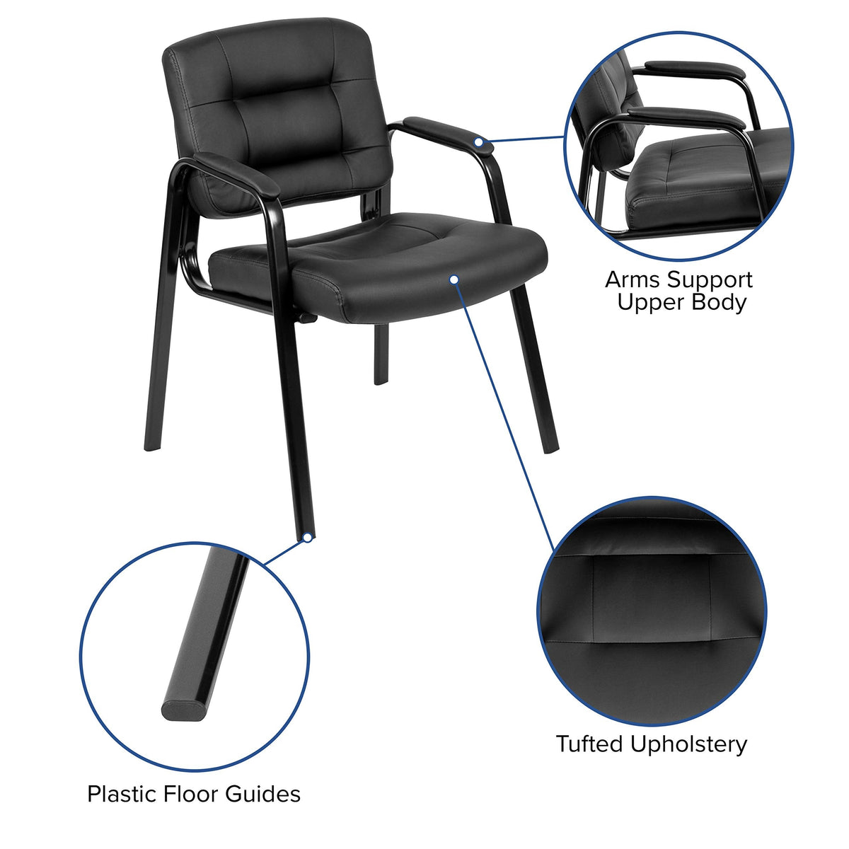 Flash Furniture Darwin Flash Fundamentals LeatherSoft Executive Reception Chair, Modern Tufted Lounge Chair for Living Room or Office, Black