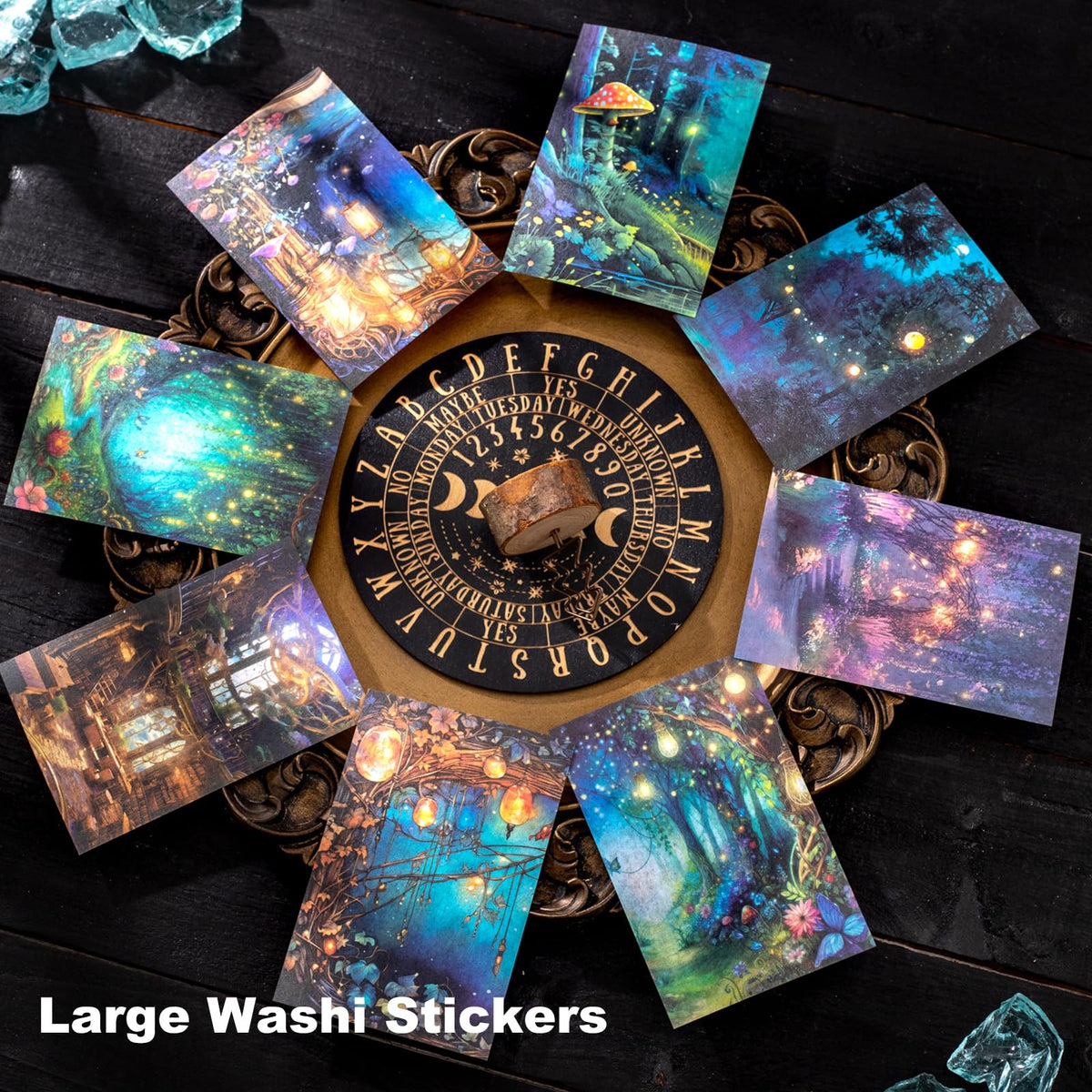Miyouluna 60PCS Twilight Forest Washi Stickers, Mystical Woodland Scenes for Journals, Scrapbooking, DIY Crafts and Gift Wrapping