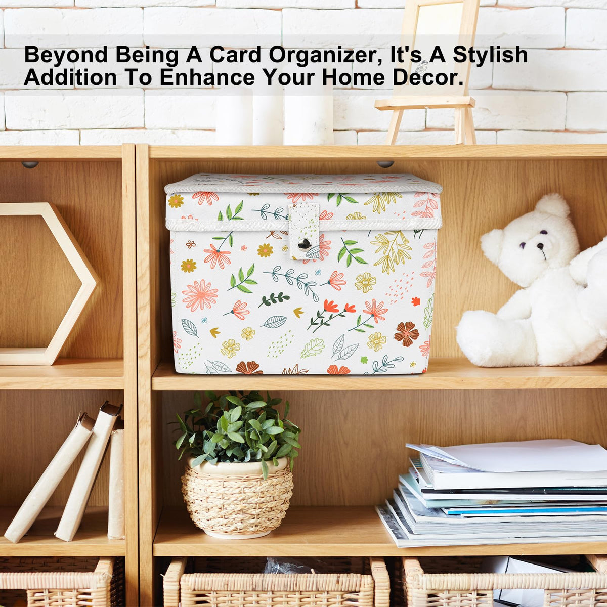 PZRLit Greeting Card Organizer Storage Box with 12 Removable Dividers - Store 140+ Cards, Ideal for Photos, Crafts, Envelopes, Scrapbooking, Paper, Stickers Holder