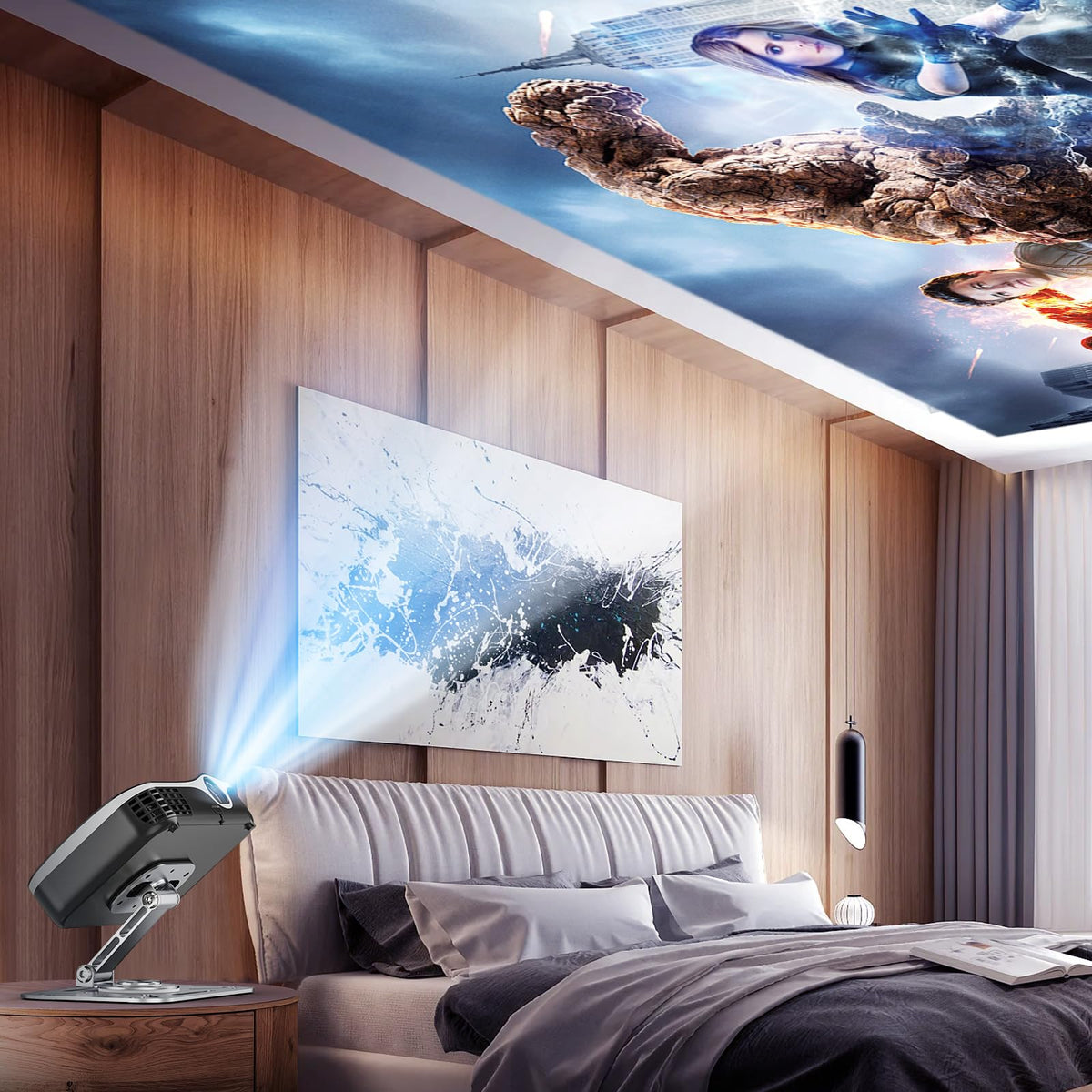 BAISHUN 3-in-1 Projector Stand – Desk, Wall and Ceiling Mount with 1/4-Inch Thread, Foldable, Easy Setup, Height Adjustable and 360-degree Rotation Compatible with Most Projectors for Home, Office