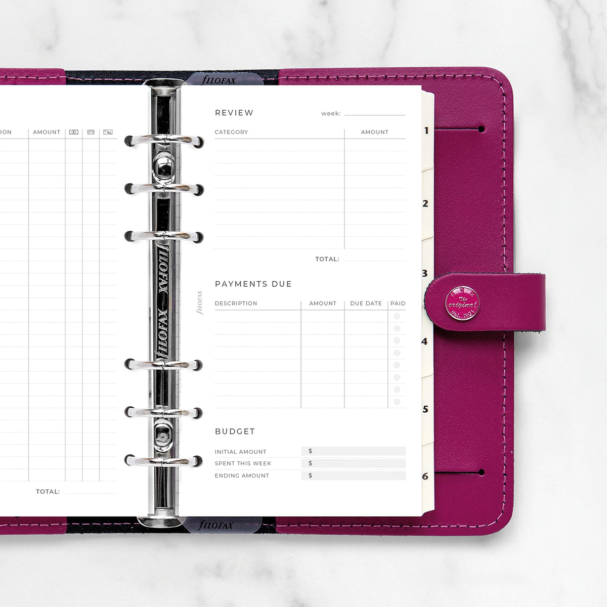 Filofax Lifestyle Refill, Personal Size, Organizer Refill, White Paper, Expense Tracker, 56 Sheets (B132850)