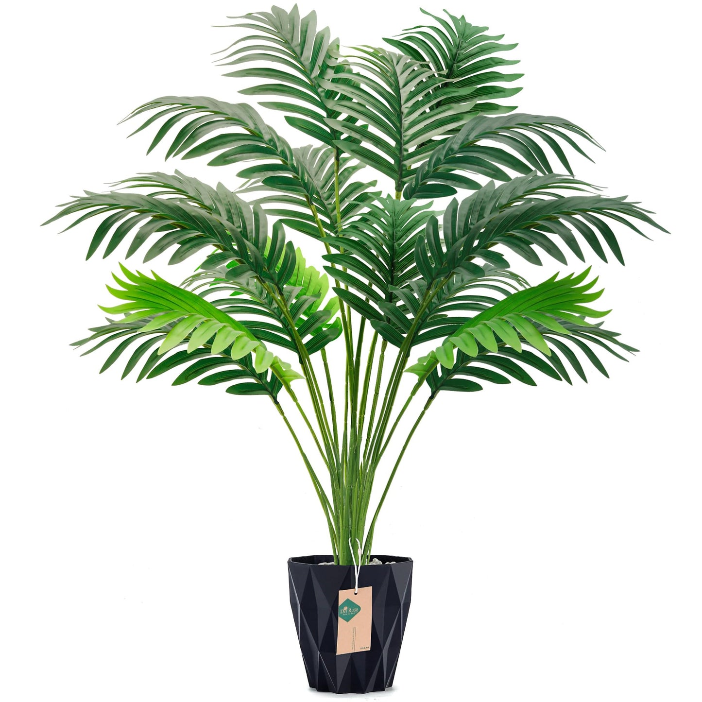 Der Rose 28'' Artificial Plants Large Fake Palm Tree Tall Fake Plants Indoor for Living Room Porch Balcony Patio Decor Outdoor (Black Pot)
