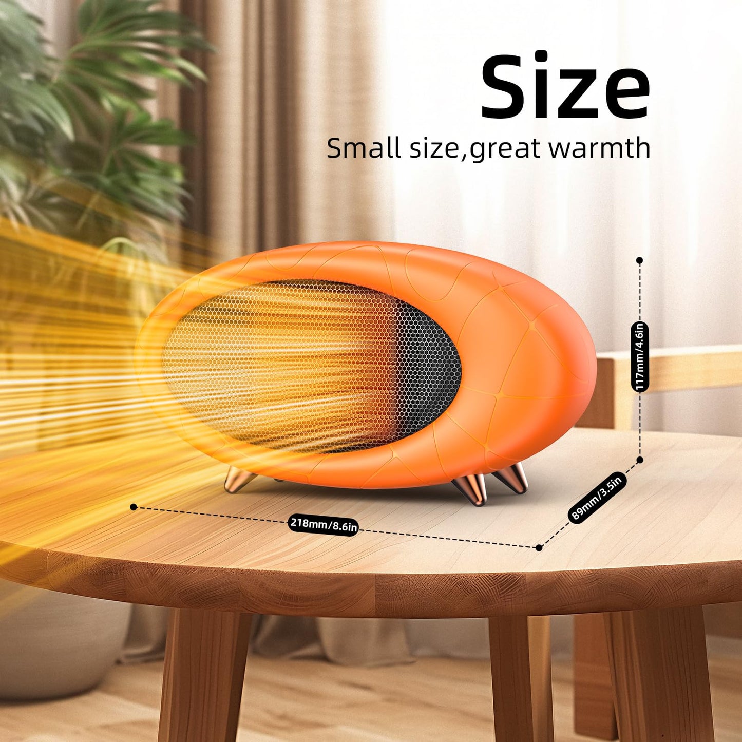 Lmkeji Space Heater, 600W Small Desk Heater for Indoor Use,Fast Safety Personal Desktop Heaters for Bedroom Table Home Office(Orange)