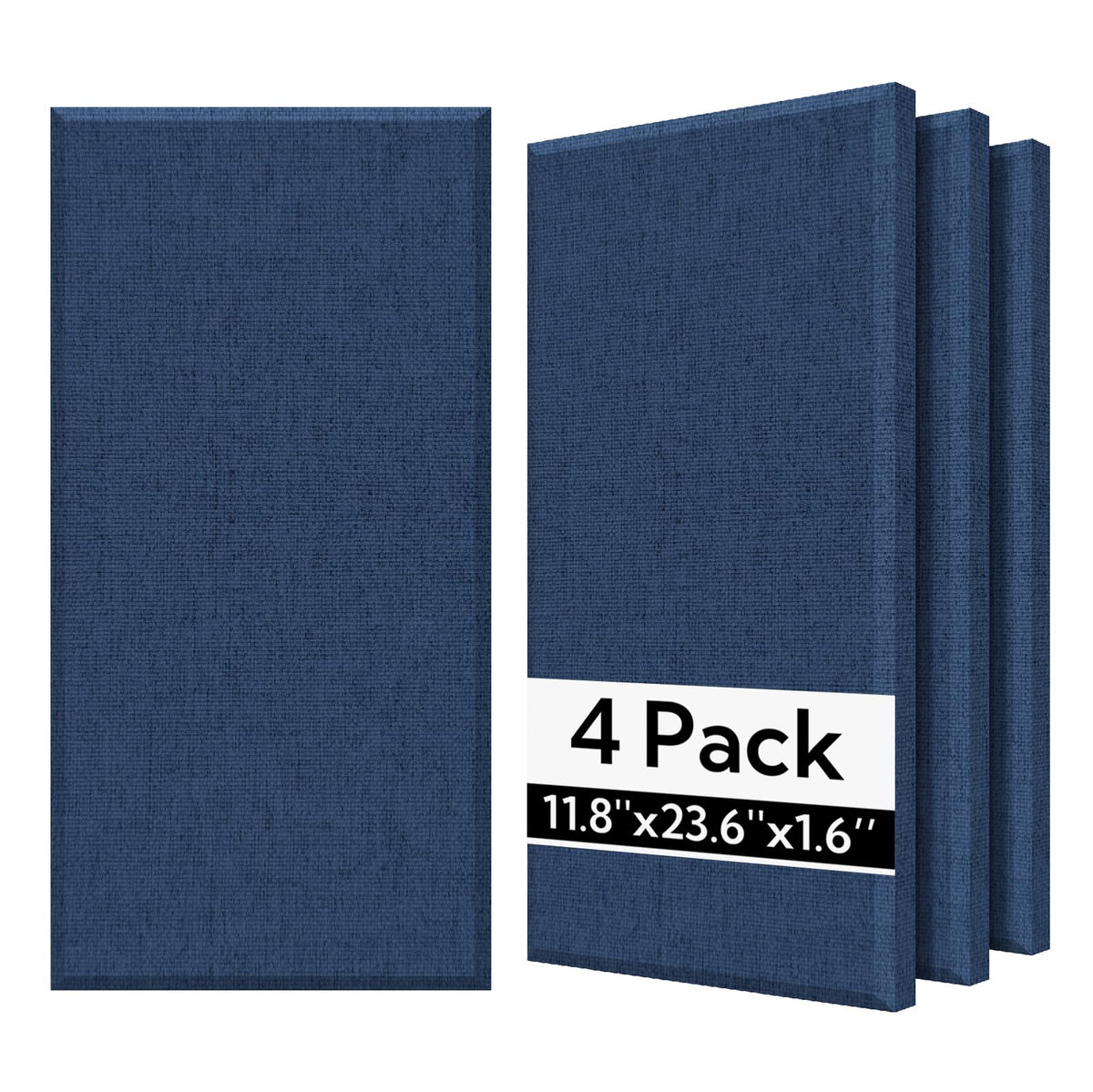 Olanglab Fiberglass Acoustic Wall Panels 4 Pack, 11.8'' x 23.6'' Sound Panels, Fabric Wrapped Sound Proof Panels for Walls (Navy)