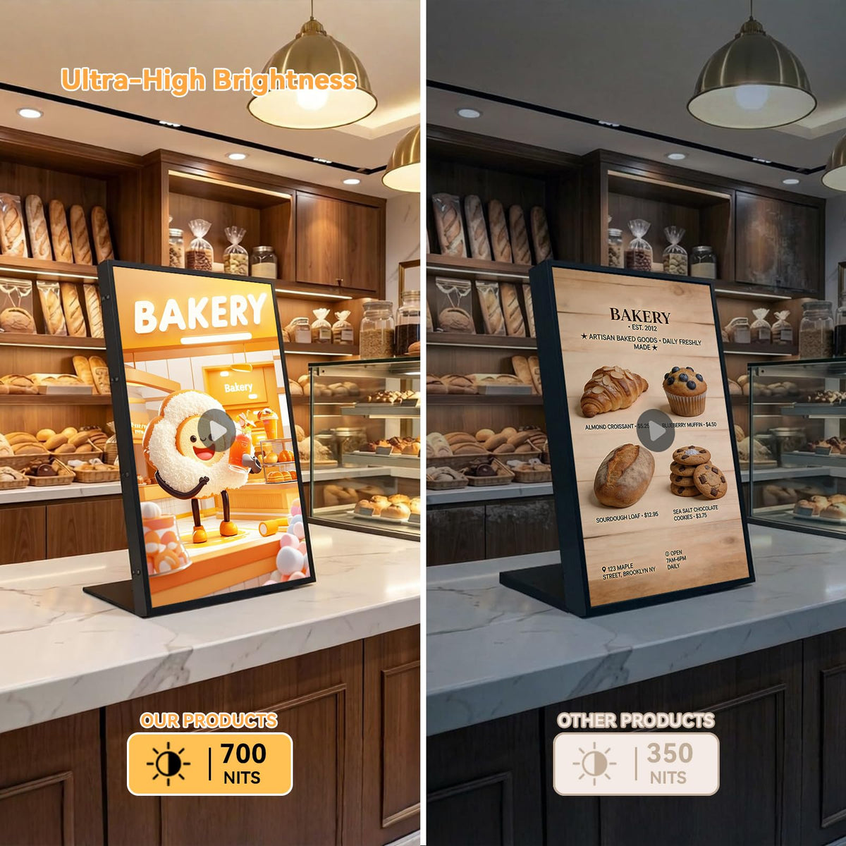 Canlarriz Digital Menu Board 18.5 Inch 700 Nits Ultra-Bright Android Display with Free Web Editor, Desktop Digital Signage for Stores, Restaurants & Commercial Use