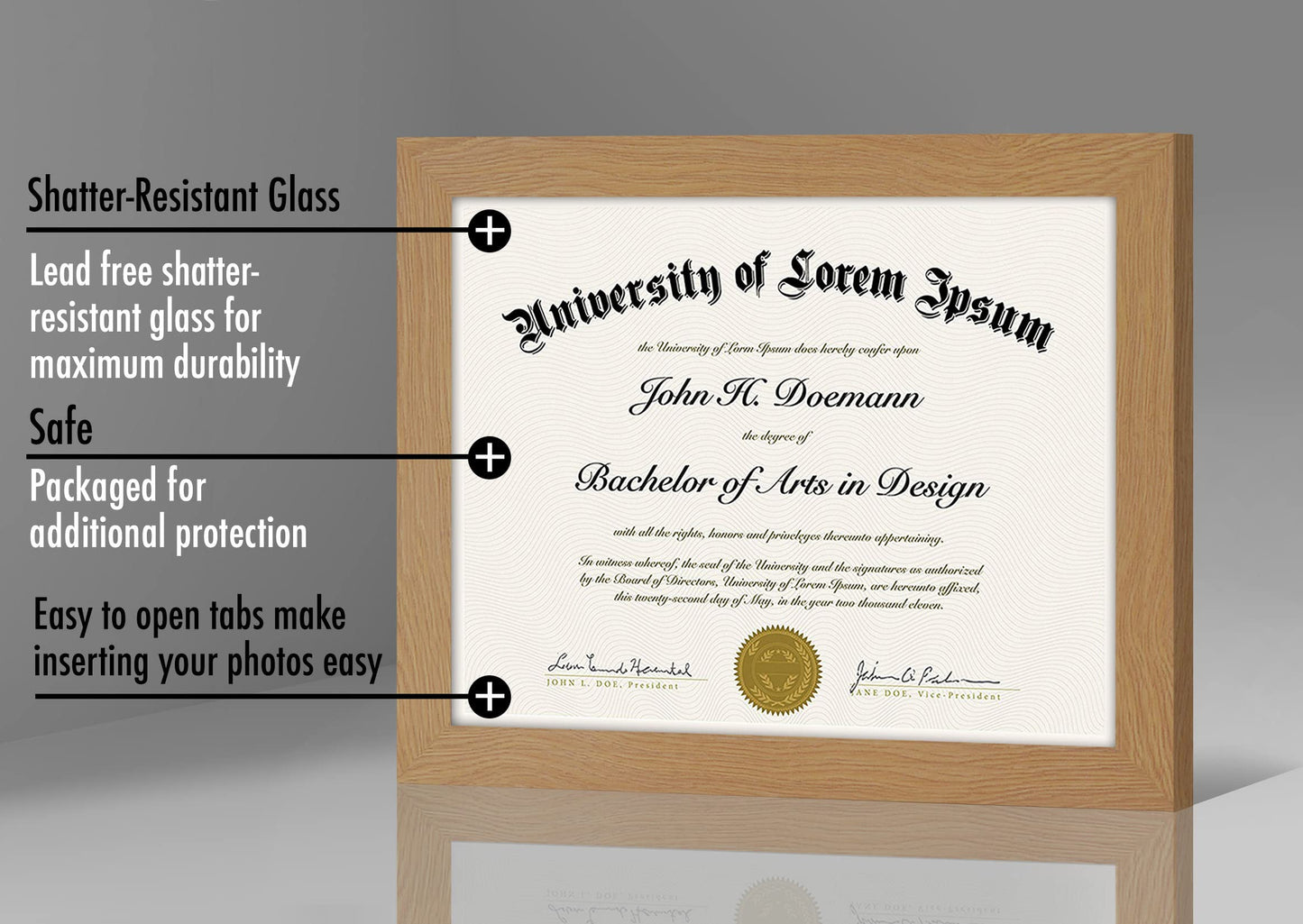 Americanflat 8.5x11 Diploma Frame with Shatter-Resistant Glass - Document Frames with Engineered Wood - Legacy Collection - Certificate Frame for Tabletop and Wall Display - Dark Oak