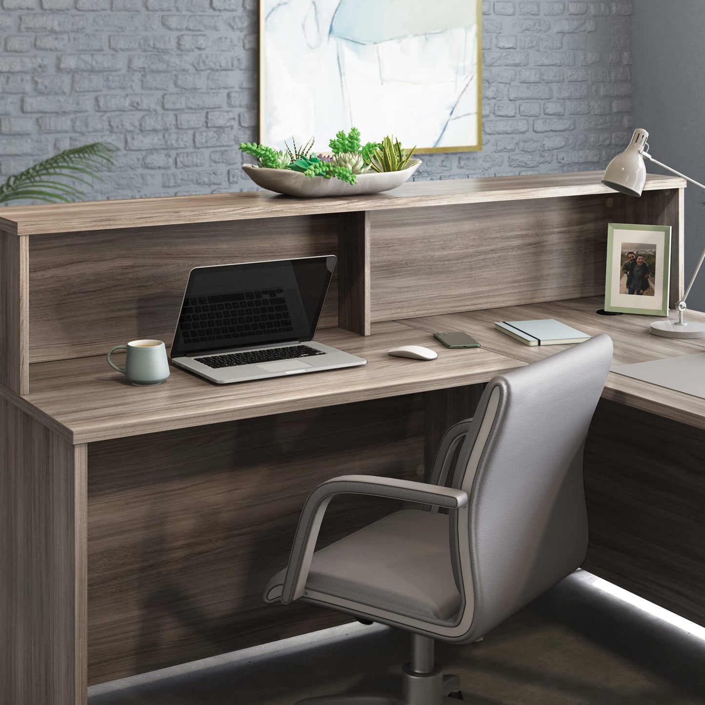 OfficeWorks by Sauder Affirm Reception Station, L: 70.87'' x W: 70.87'' x H: 13.58'', Hudson Elm