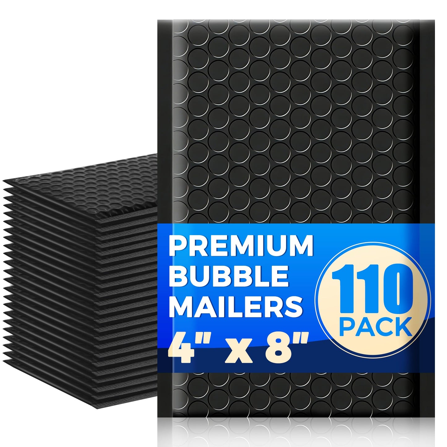 110-Pack Bubble Mailer 4'' x 8'' - Self-Sealing Waterproof Small Mailing Envelopes Padded Lightweight Shipping Bags for Accessories, Small Parts, Jewelry, Trading Cards, Compact Items 4x7 Usable Space