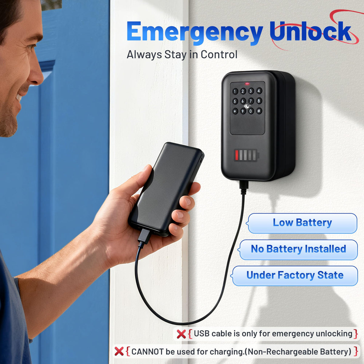 LOQRON Smart Key Lock Box with Bluetooth TTLock APP Control, Silicone Keypad IP65 Waterproof USB-C & Manual Key Emergency Unlock Large Capacity for Outdoor Home & Airbnb