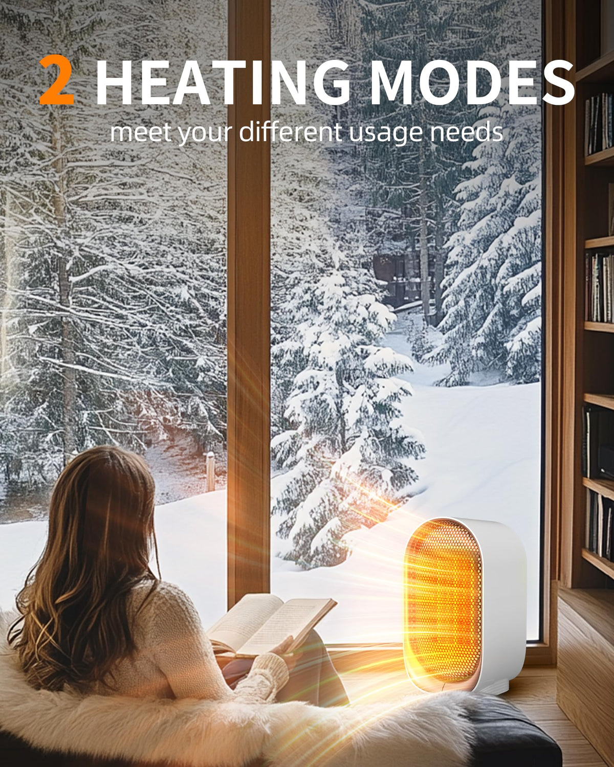 Space Heater, Portable Heater for Indoor Use, Small Electric Heaters with Overheat & Tip-Over Protection, Mini Desk Heaters for Office Bedroom Bathroom, Compact & Efficient Heating, White