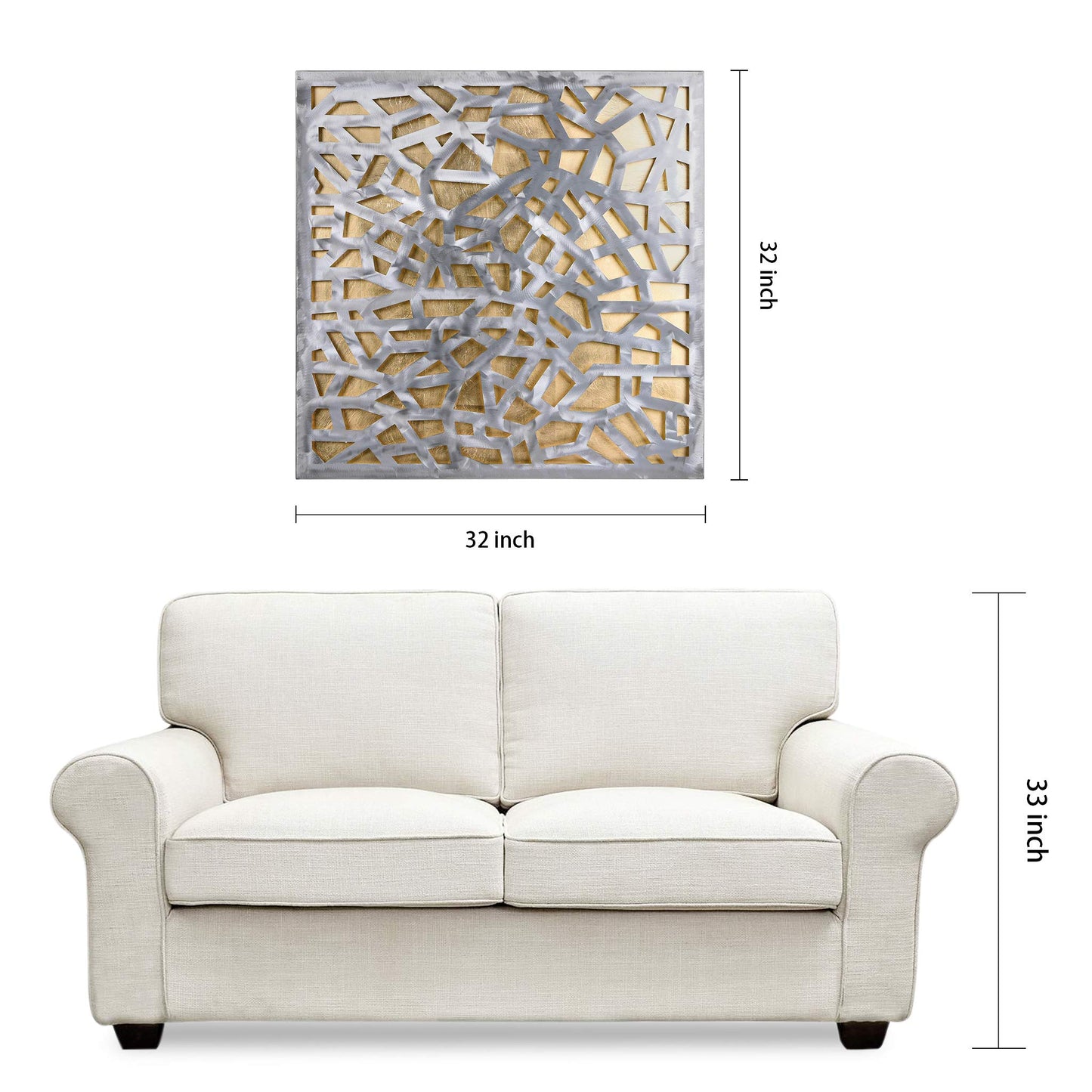 Empire Art Direct Gold Enigma Polished Steel Sculpture Abstract Wall Art with Gold Leaf,Ready to Hang,Living Room, Bedroom ＆ Office (PSL-19308-3232)