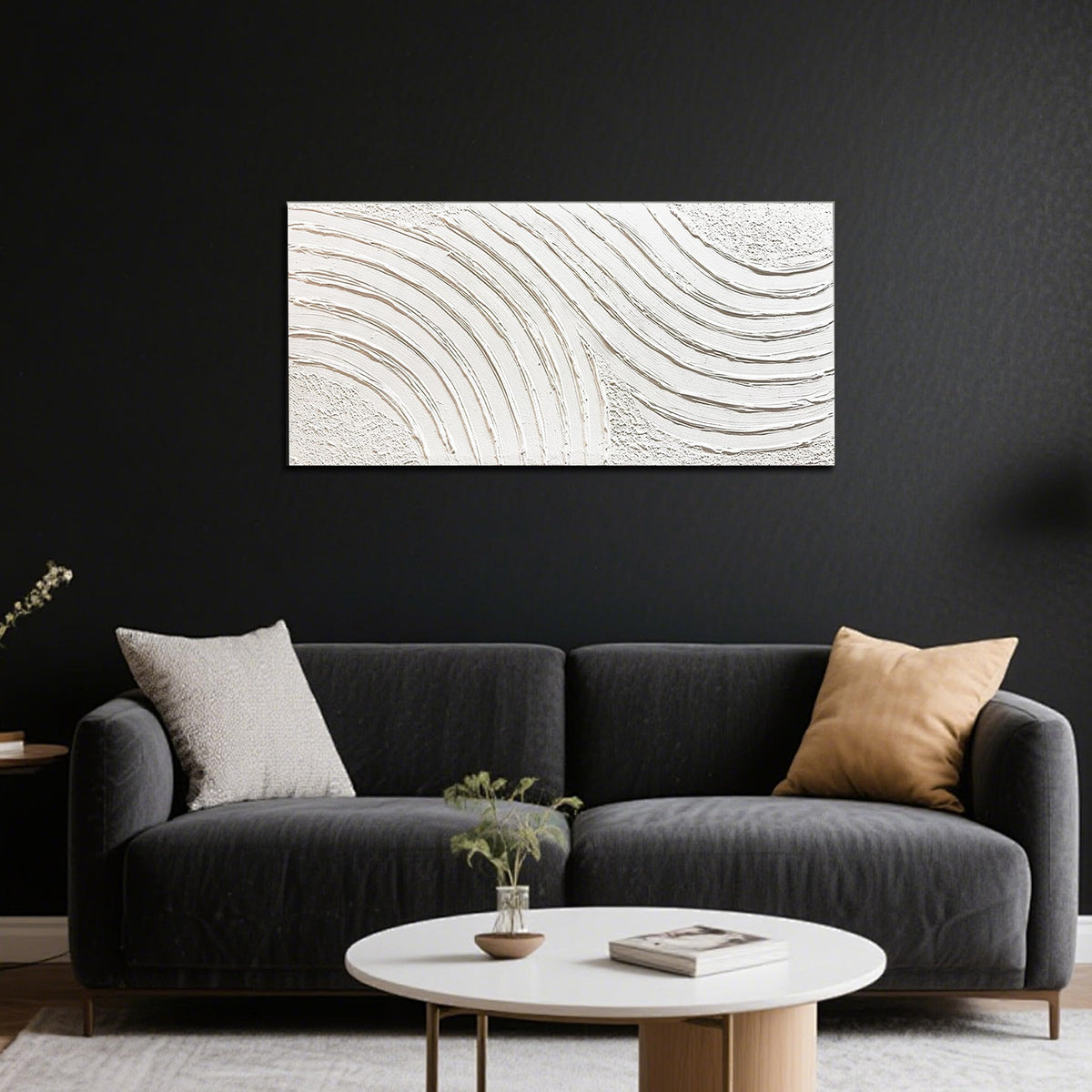 Trogonup Large Abstract Canvas Wall Art for Living Room Hand Painted White Minimalist Textured Painting Modern Neutral Artwork for Bedroom Home Office Decor Ready to Hang 20x40 Inch