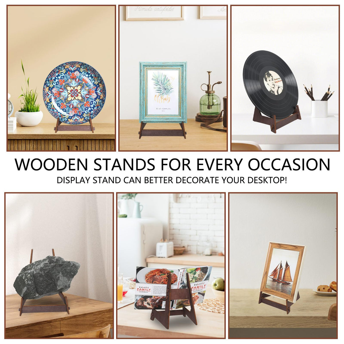 DMREFIT Plate Stands for Display,10 Inch wooden Plate Holder Display Stands,Frame holder stand for Book, Picture,plaque, Decorative Plate, Photo and Platter, Tabletop Art.(1 Pack )
