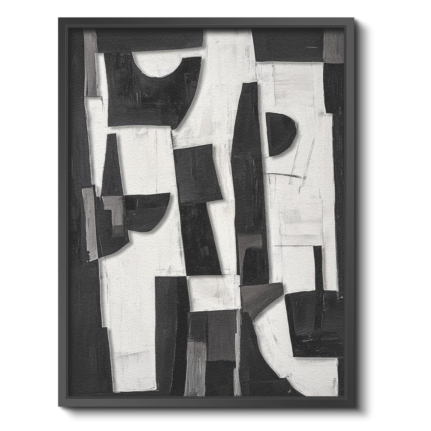 Modern Black White Abstract 3D Stacked Double-Panel Sandstone Wall Art, 12x16 Geometric Design Metal Frame Minimalist Wall Hanging, Contemporary Room Bedroom Scandinavian Office Gallery Decor