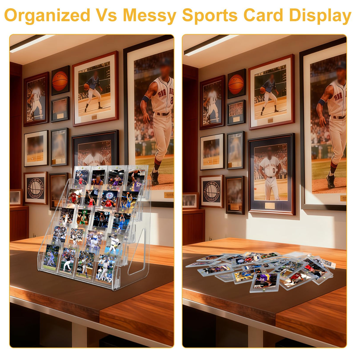 2 Pack Trading Card Display Stand, Greeting Card Display Stand, Cards Stands for Sports Baseball Graded Psa Slab Cards Displays Stands, Bookmark Postcard Sticker Holder Displays Standed Shelf, 5 Tier