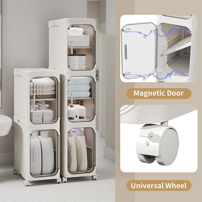 5-Tier Tall Narrow Storage Cabinet, Slim Bathroom Storage Cabinet