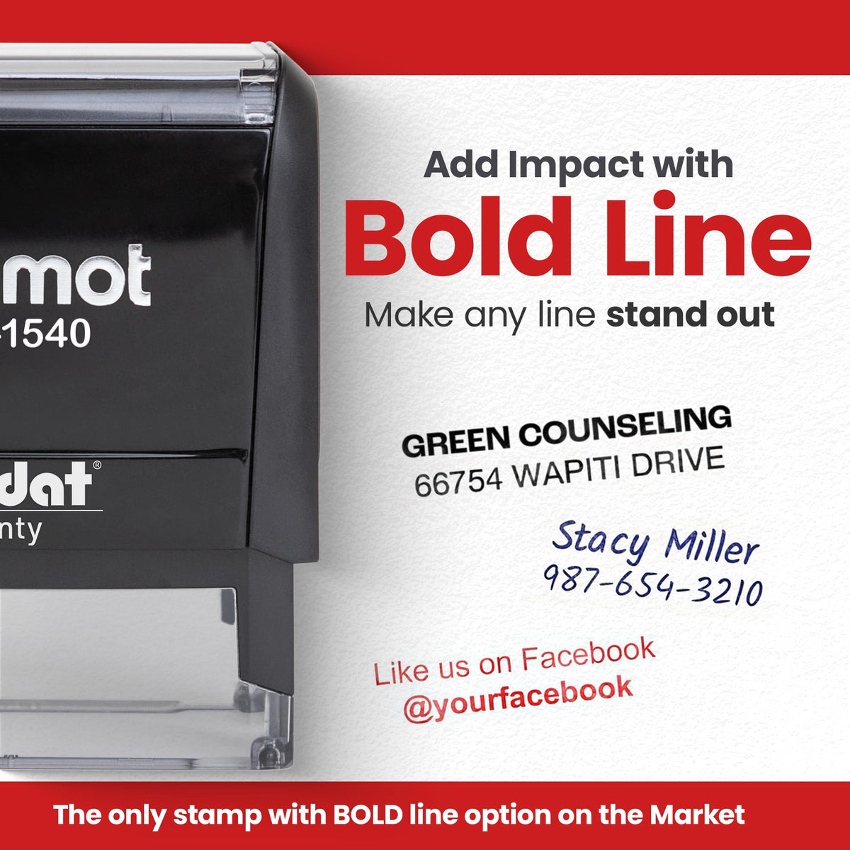 Promot Self Inking 2 Line Custom Stamp - Personalized Name Stamp for Office, Teacher, Address & Business Label Stamp - Choose Font, Ink Color, Pad, for Personal & Professional Use - Small