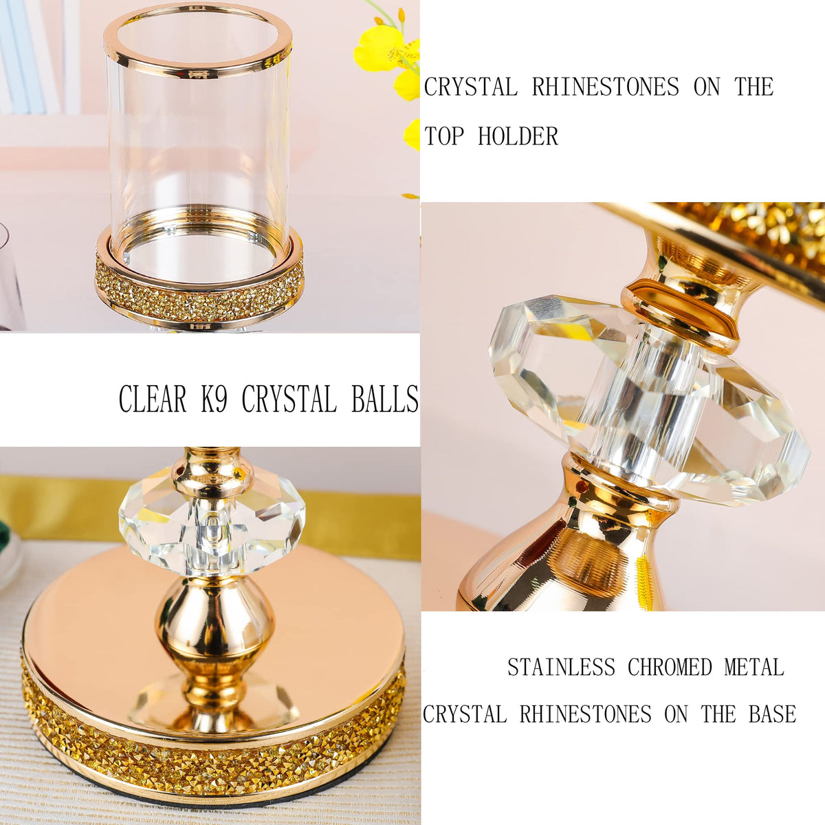 Candle Holder, Pillar Candle Holders, Crystal Candlesticks Holder for Wedding, Parties, Events, Chirstmas,Home Decor, Table Centerpieces CH028D (S)