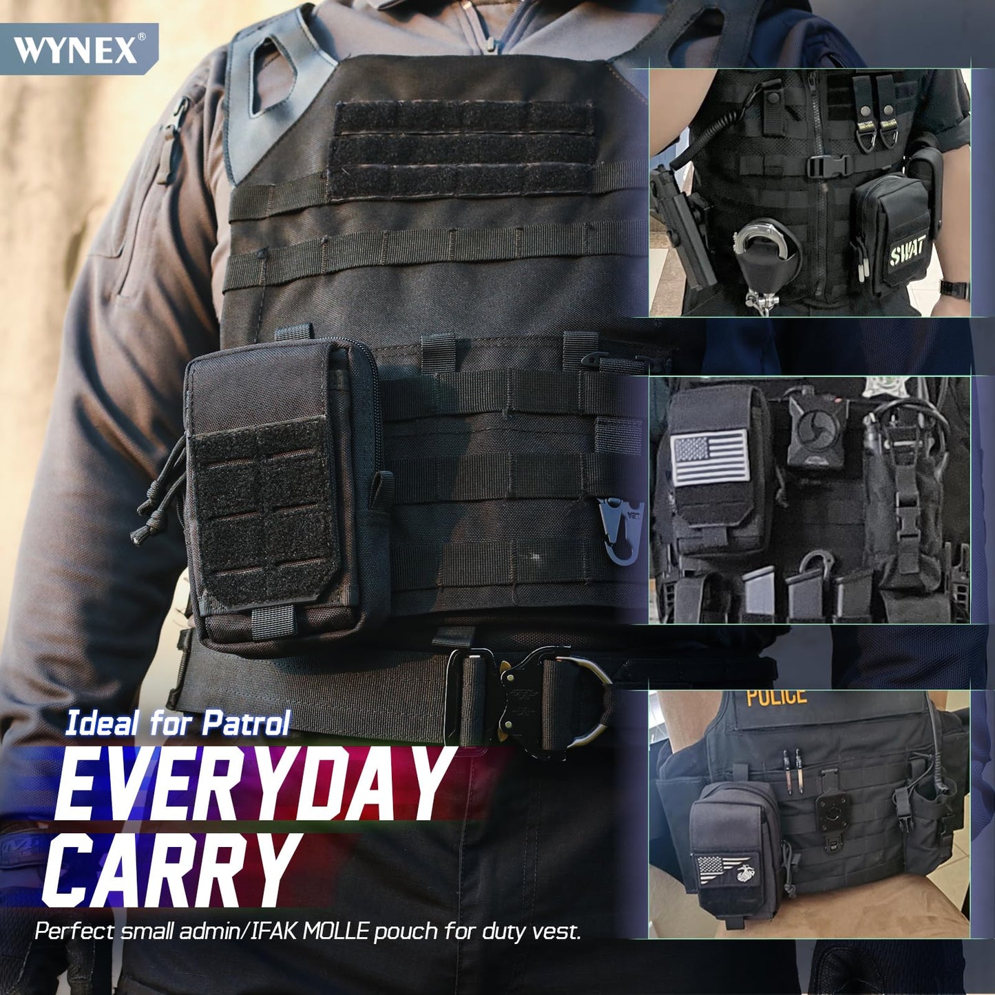 WYNEX Tactical EDC Pouch, Molle Utility Pouches Gadget Organizer Phone Holder Waist Pack Smartphone Pouch Tool Holster Pocket Black