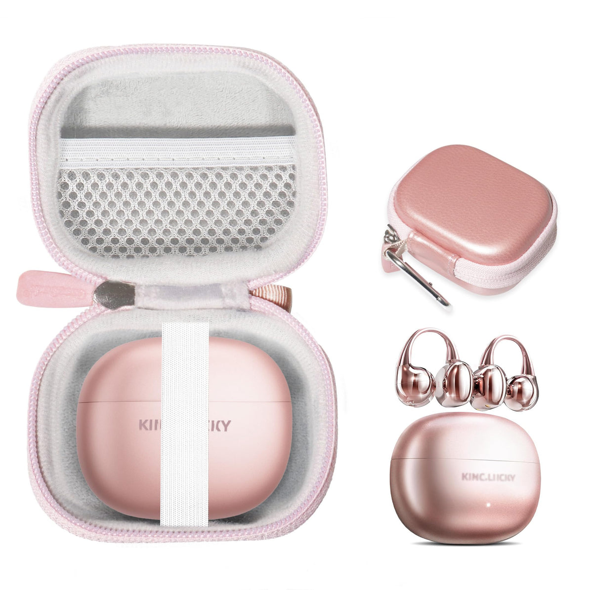 CaseSack Case for King Lucky i121 Clip on Earbuds Open Ear 5.4 Headphones (Rose Gold)