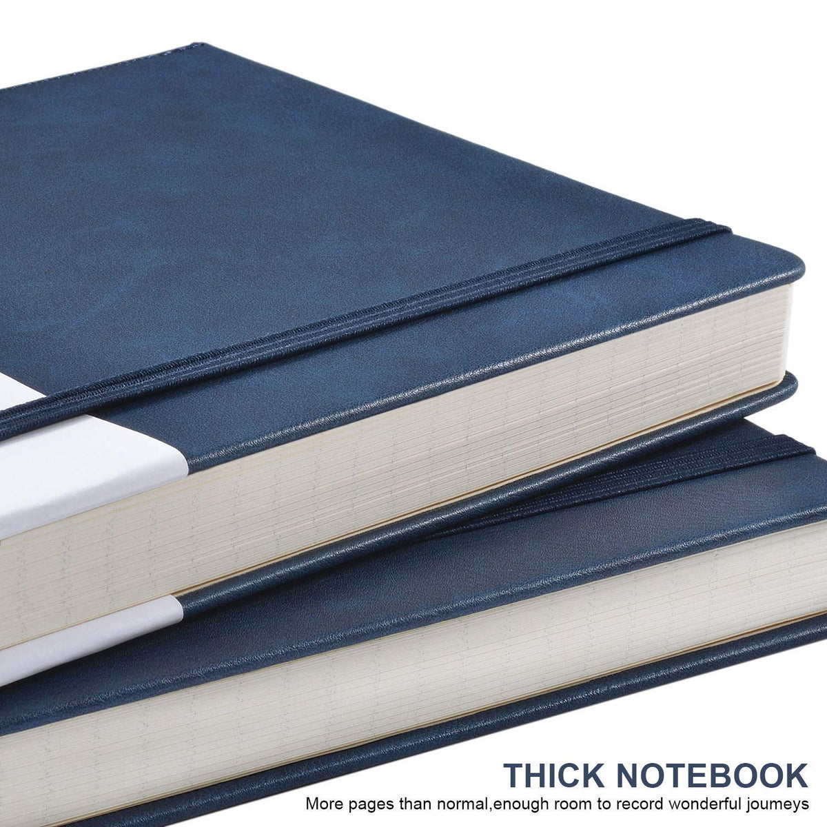 Lemome Thick Classic Notebook with Pen Loop - A5 College Ruled Hardcover Writing Notebook with Pocket + Page Dividers Gifts, Banded, Large, 180 Pages, 8.4 x 5.7 in