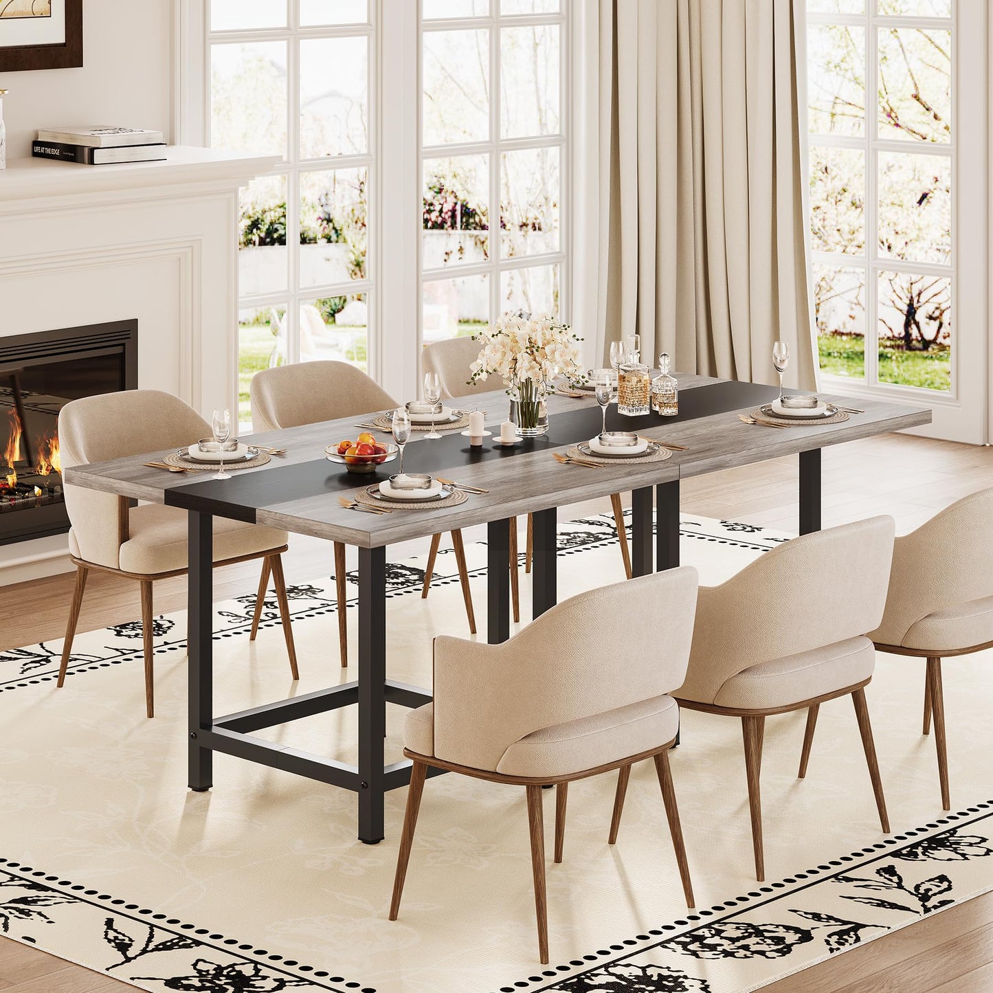 LITTLE TREE 39-Inch Square Small Conference Room Table for 4 People, Wood Computer Desk for Home Office, Small Space (Chair not Included)