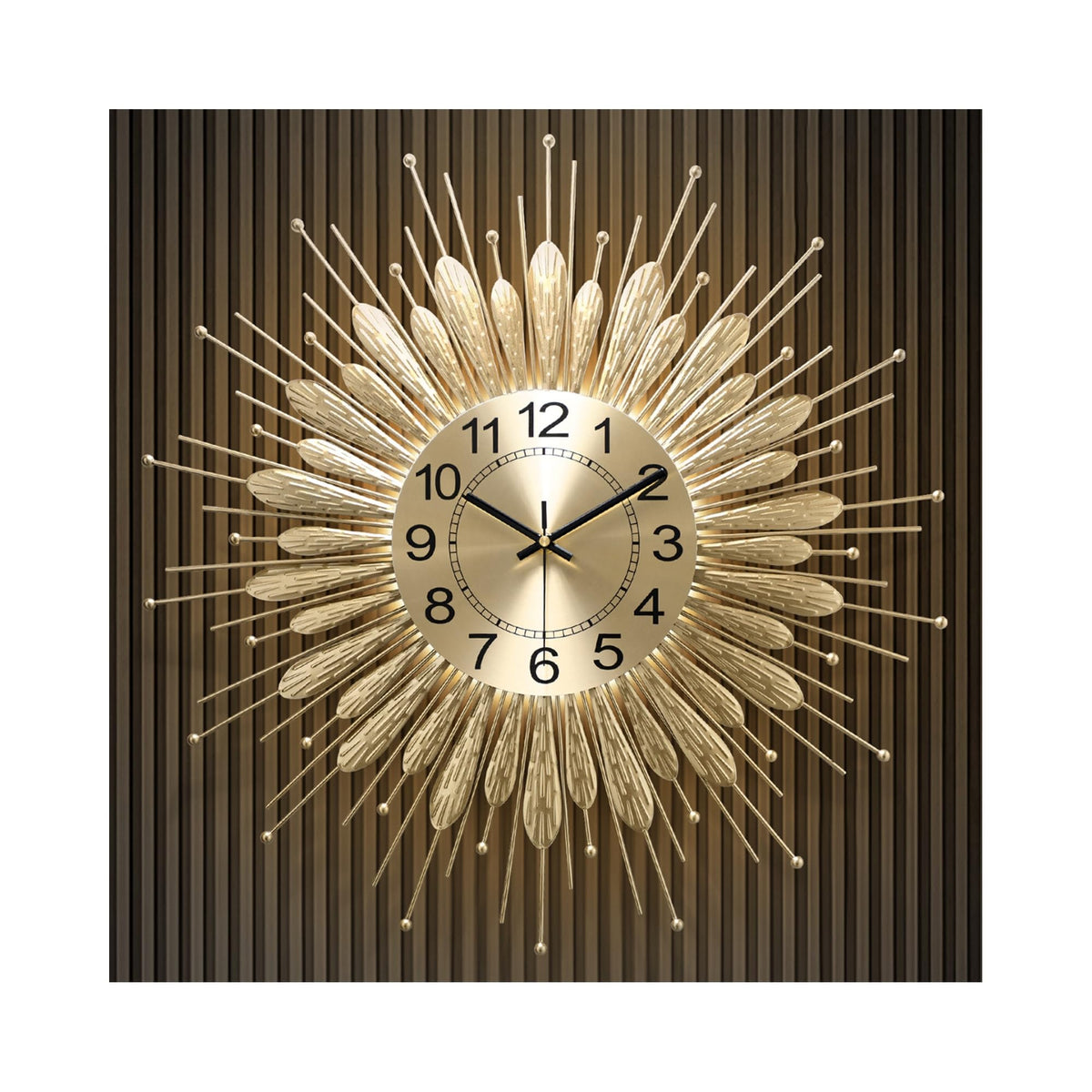HEBOIX 27" Gold Mid Century Modern Wall Clock，Battery Operated Decorative Decorative Metal Wall Clock for Living Room/Bedroom/Office/Bathroom Wall Art&Clocks