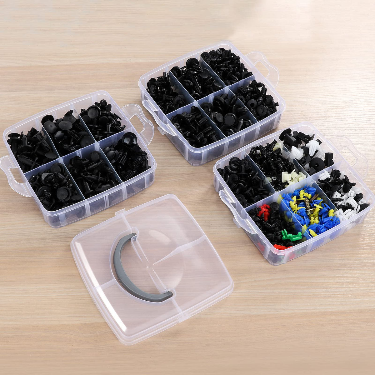 835 PCS Car Push Retainer Clips and Plastic Fasteners Kit - 24 Sizes Nylon Bumper Fender Clips Plastic Rivets with Fasteners Removal Tool for Toyota GM Ford Honda Acura Chrysler Blue