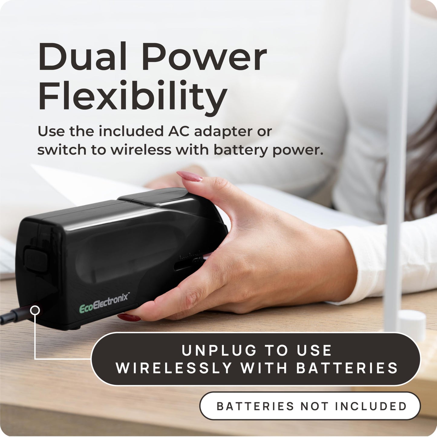 EcoElectronix Portable Stapler Bundle - 30 Sheet Capacity, Quiet Operation, Jam-Free and Easy Reload - AC Adapter/Battery Powered