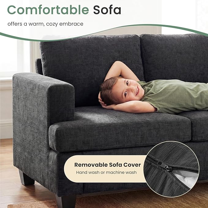 YOUDENOVA Sofa, 3 Piece Set Comfy Sofa, Loveseat & 2 3-Seater Couch
