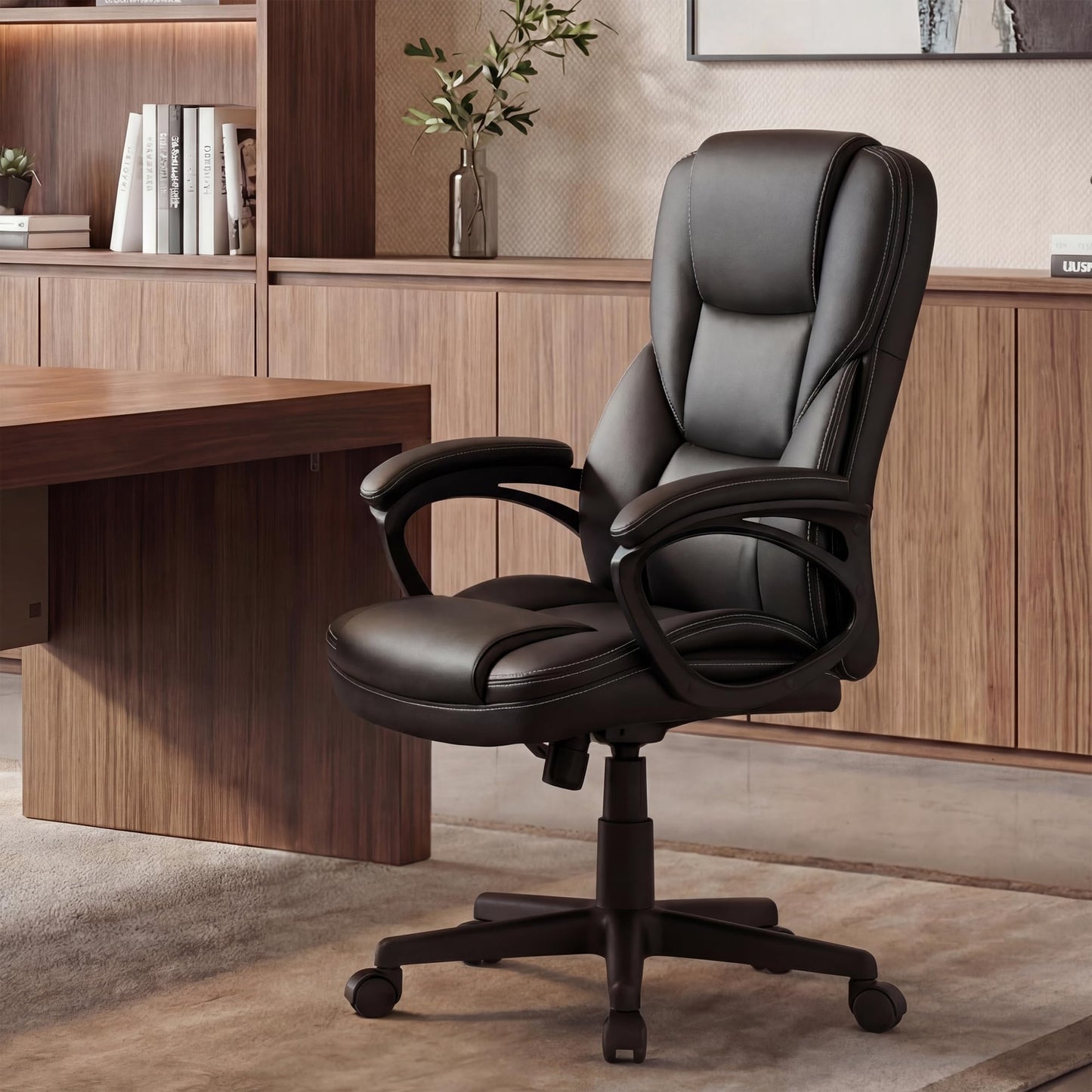 Furmax Office Executive Chair High Back Adjustable Managerial Home Desk Chair, Swivel Computer PU Leather Chair with Lumbar Support