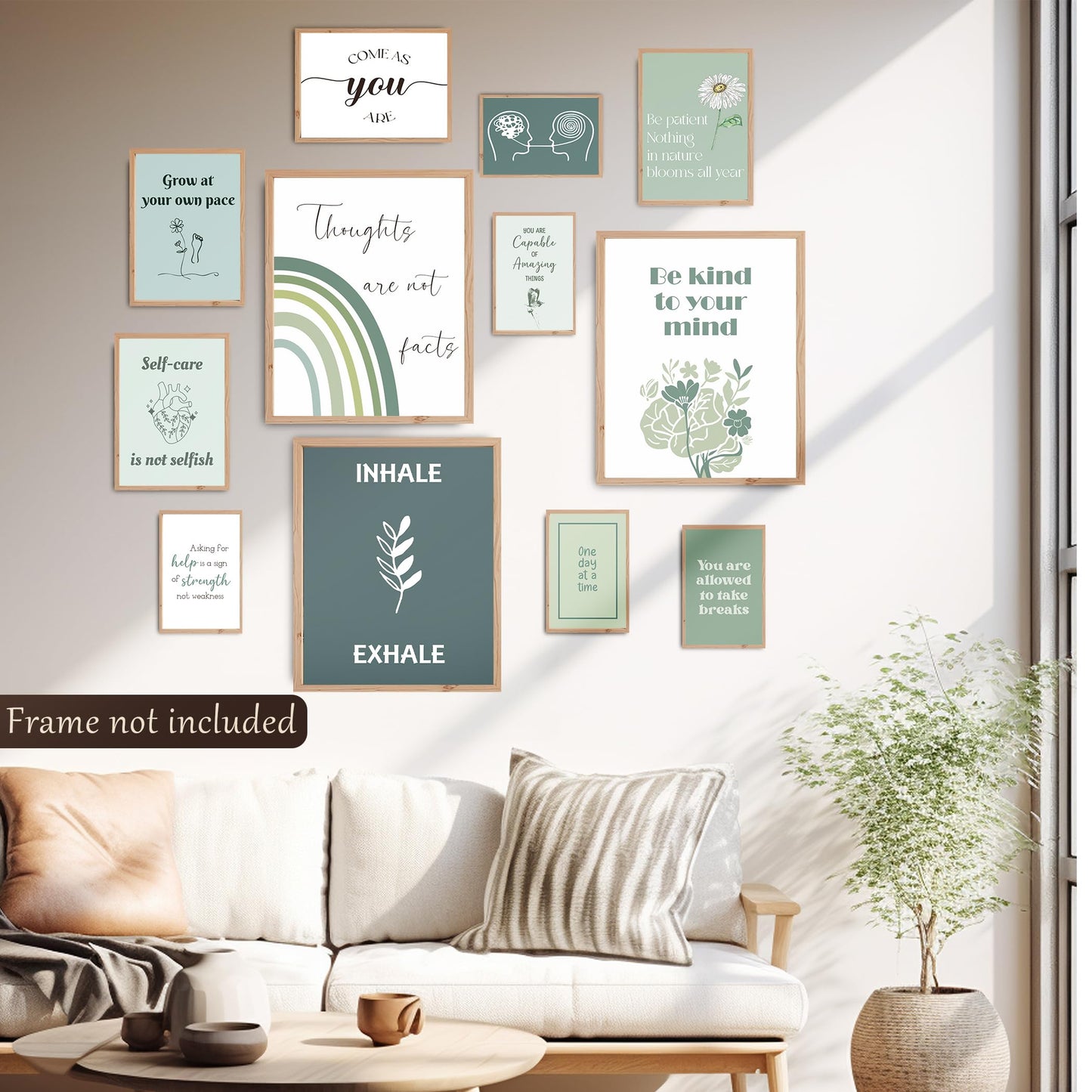 Sage Green Mental Health Posters, Mental Health Matters Poster, Therapy Office Decor (UNFRAMED)