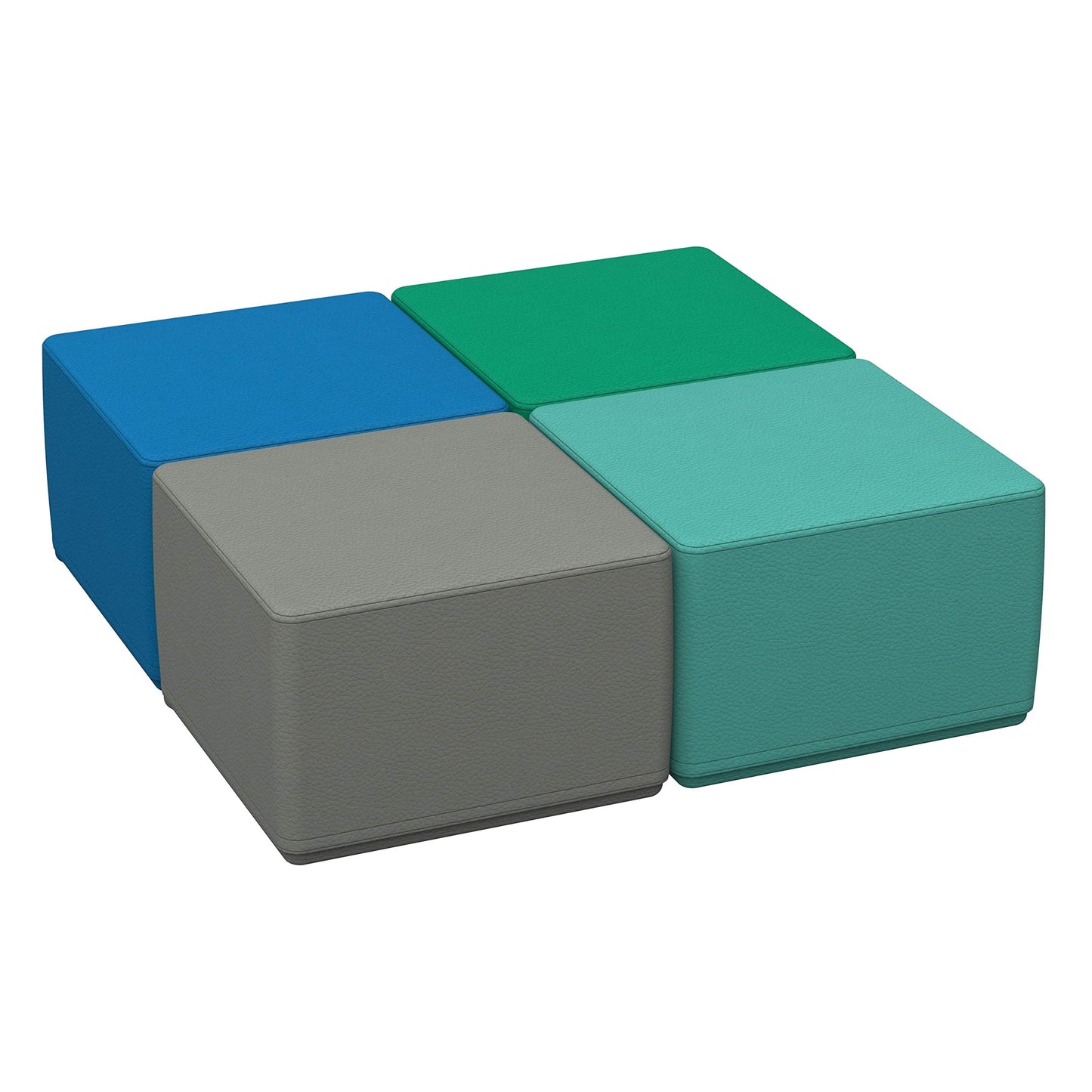 FDP SoftScape 18" Square Ottoman, Collaborative Flexible Seating for Kids, Teens, Adults, Furniture for Classrooms, Offices and In-Home Learning, Junior 12" H, (4-Piece Set) - Contemporary