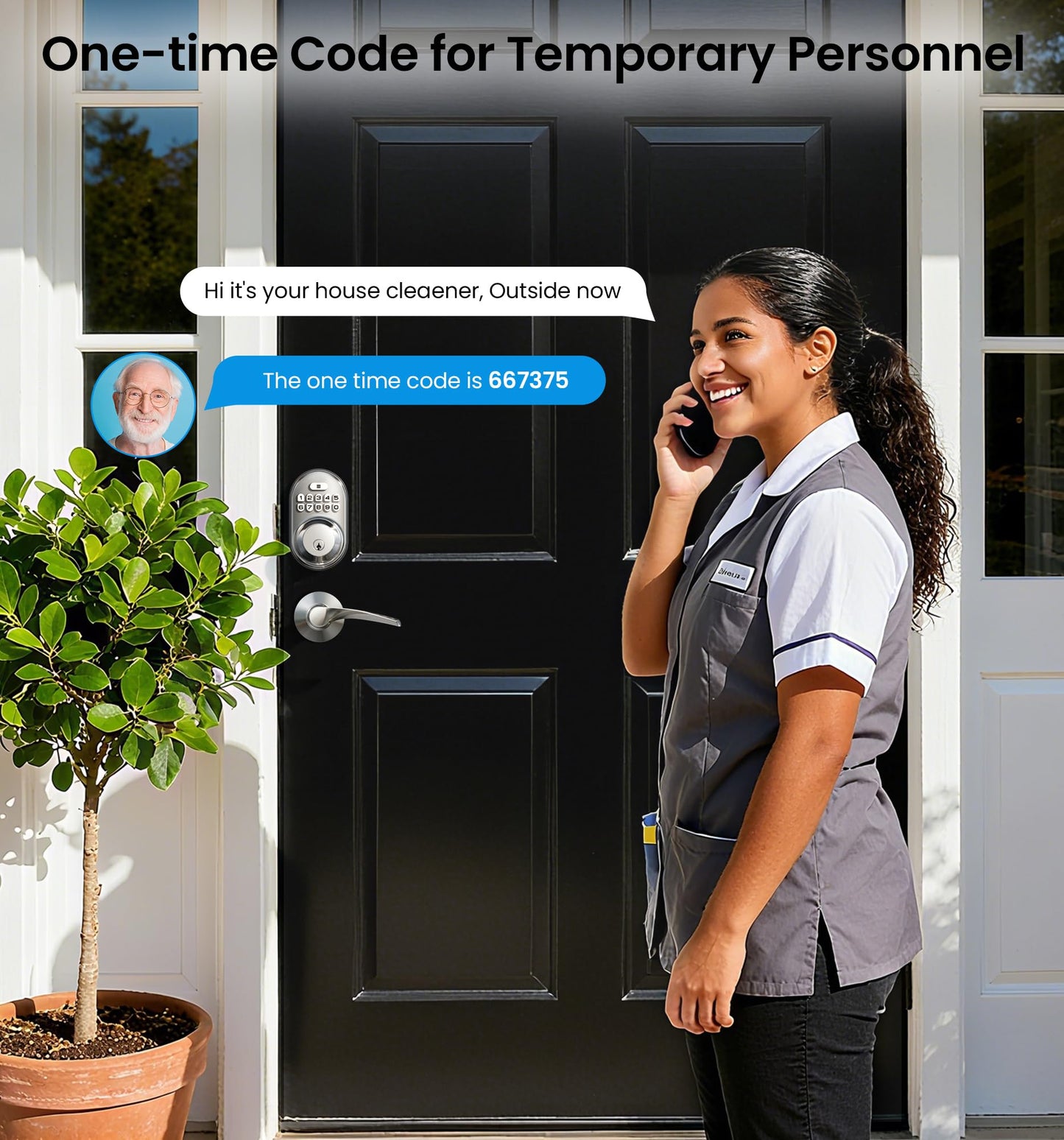 Veise Keyless Entry Door Lock with 2 Lever Handles - Electronic Keypad Deadbolt, Auto Lock, Back Lit & Easy Installation Design, Front Door Handle Sets, Satin Nickel