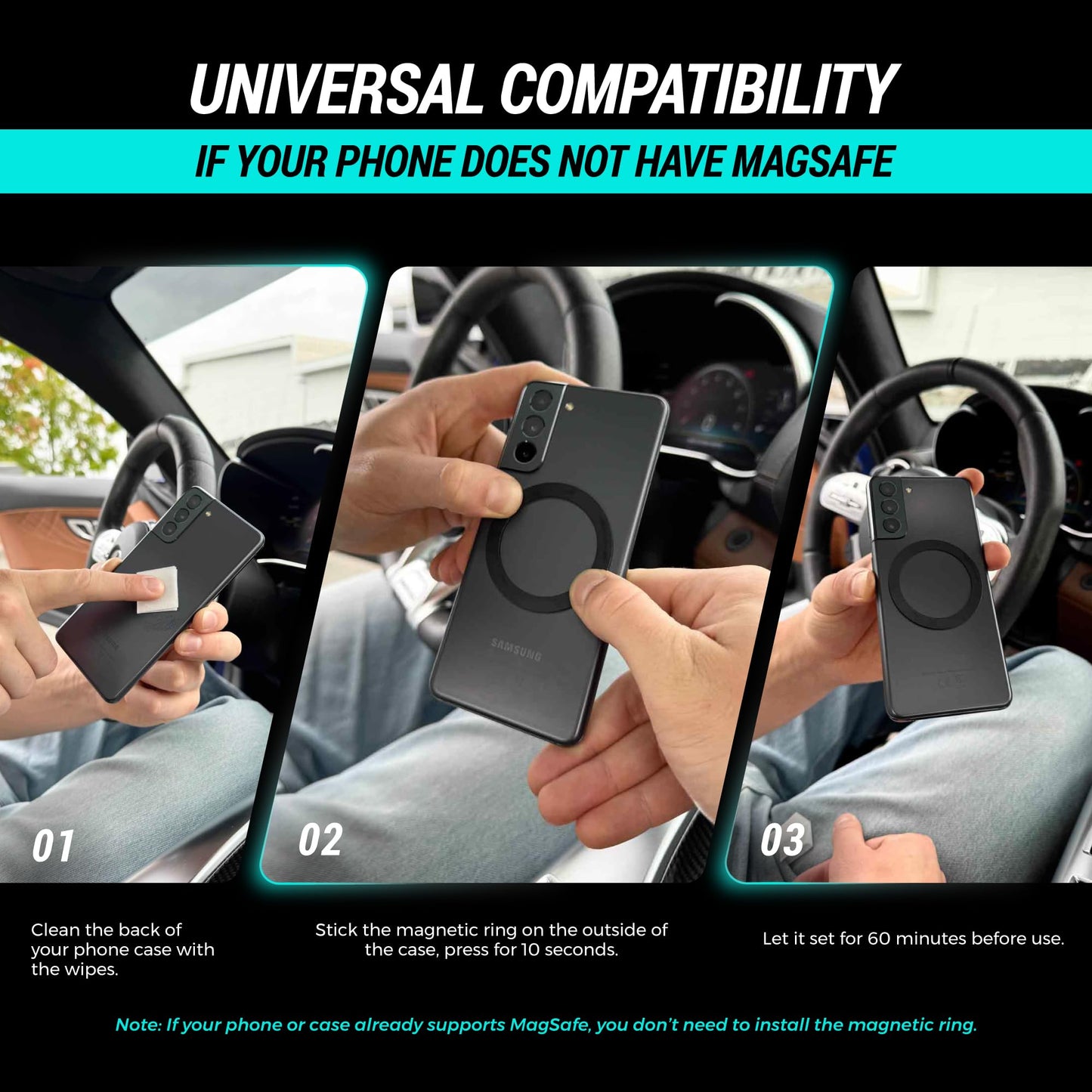 CARMOUNT Clutch-X™ White – Upgraded Vacuum Phone Mount Suction Cup Car Phone Holder for iPhone, Window Phone Mount, 360° Vacuum Magnetic Phone Holder for Car, Magnetic Phone Holder with Suction Cup