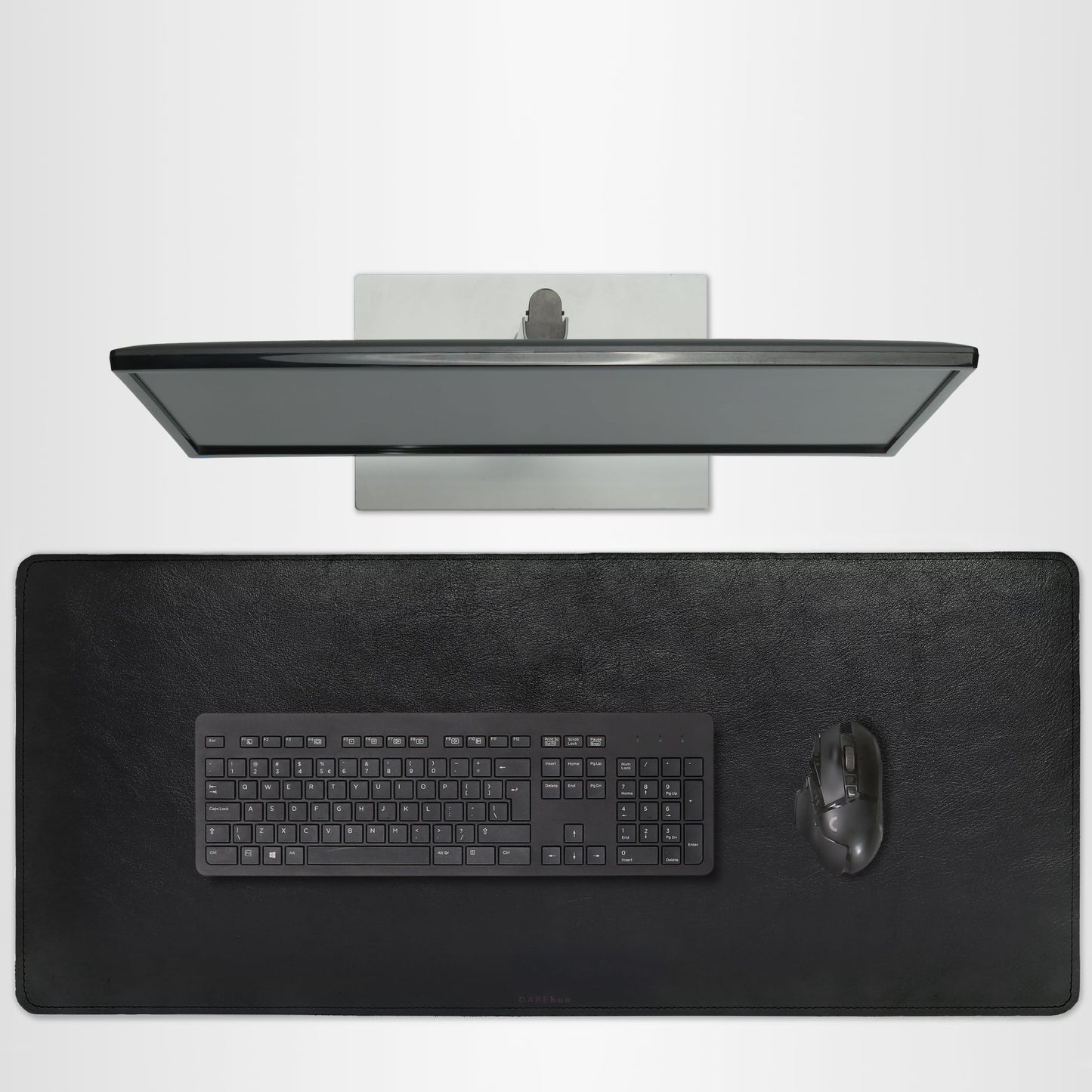 DAREhue Full Grain Genuine Leather Desk Pad – Black (XL) - Premium Desk Mat with Non-Slip Backing, Thick 3mm, Office Desk Protector for Work & Gaming (Extra Large 35.4 x 15.7 inch)