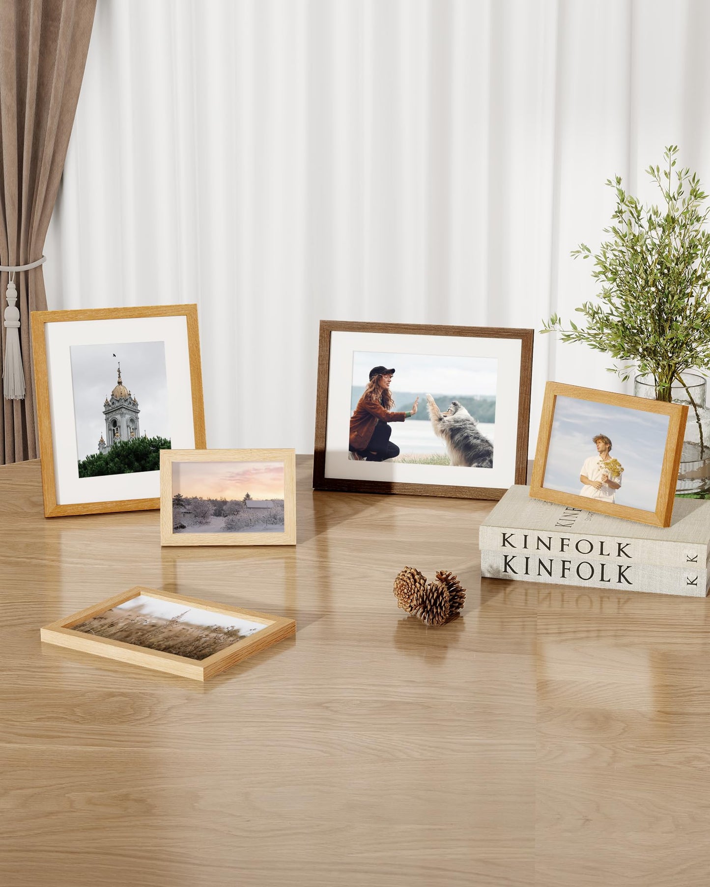 Marsmiles 8x10 Wooden Picture Frame, USA-Sourced Natural Oak Solid Wood Photo Frame with Plexiglass for Display Pictures 5x7 with Mat or 8x10 without Mat, Natural, 1 Pack
