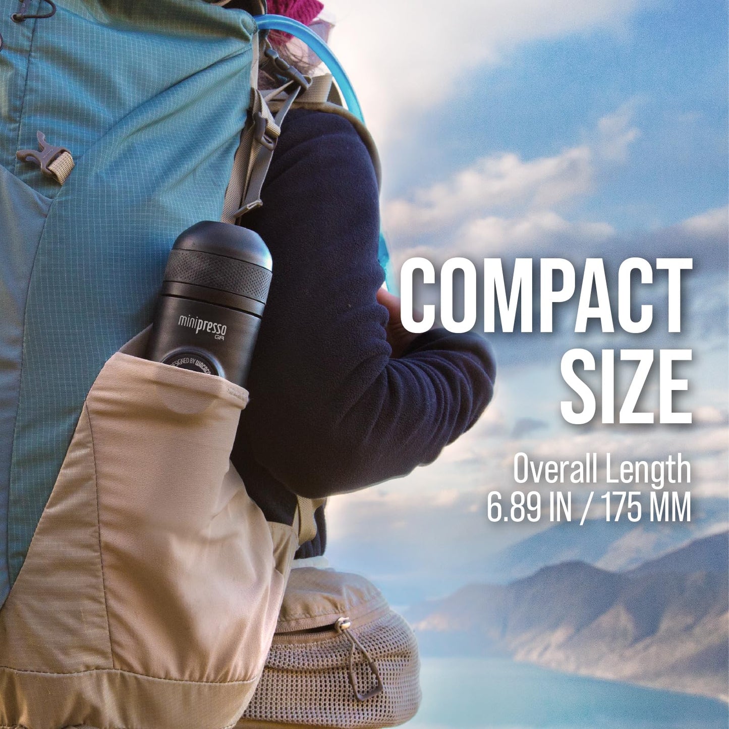 Wacaco Minipresso GR, Portable Espresso Machine, Compatible Ground Coffee, Hand Coffee Maker, Travel Gadgets, Manually Operated, Perfect for Camping, Hiking