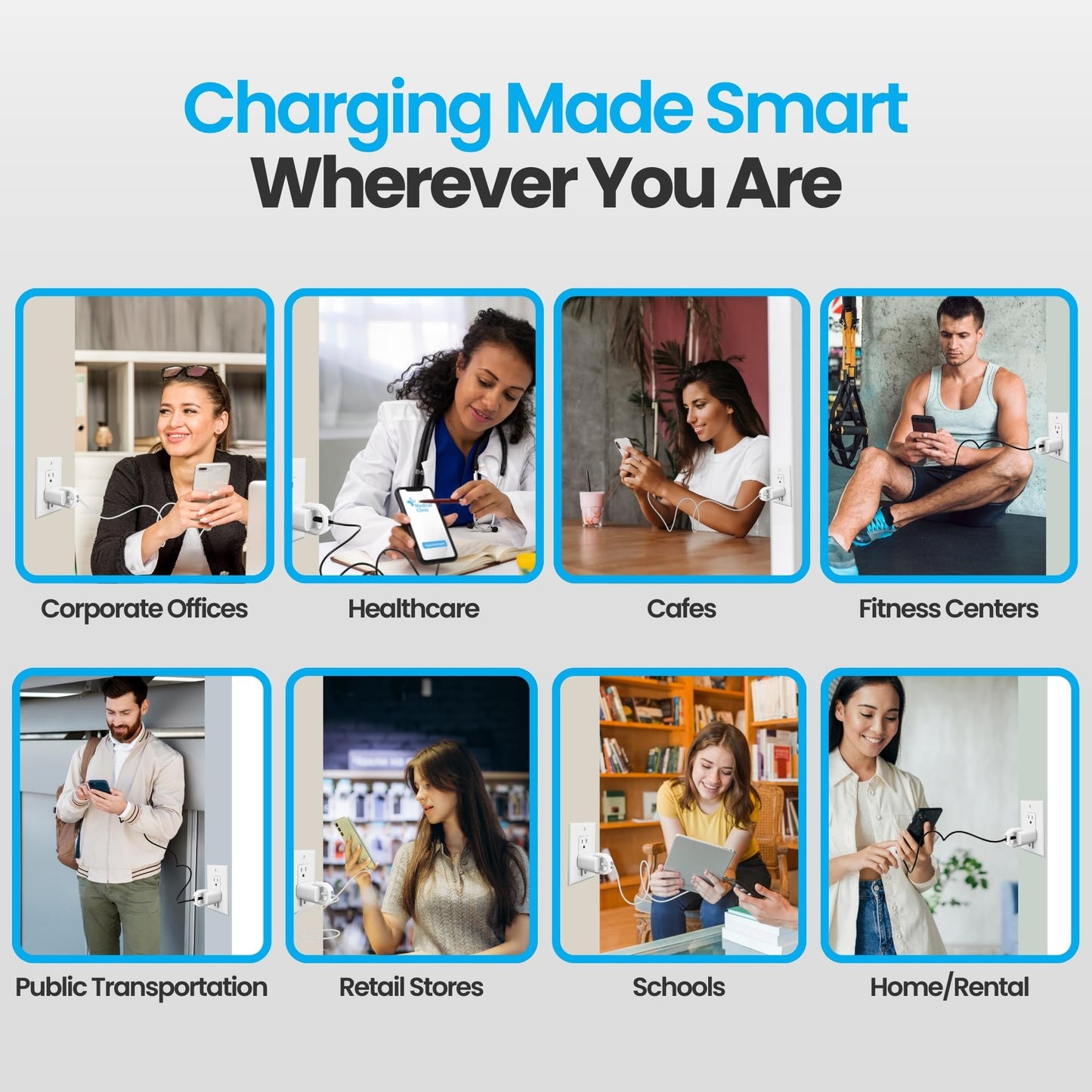 Lock Socket USB-C Fast Charger Lock- Anti Theft Chid-Safe. Firmly Secures iPhone Chargers from Unplugging w/Security Screw. for Apple iPhone 16/15/14/13/12/11/ X/MAX/XR, Made in USA
