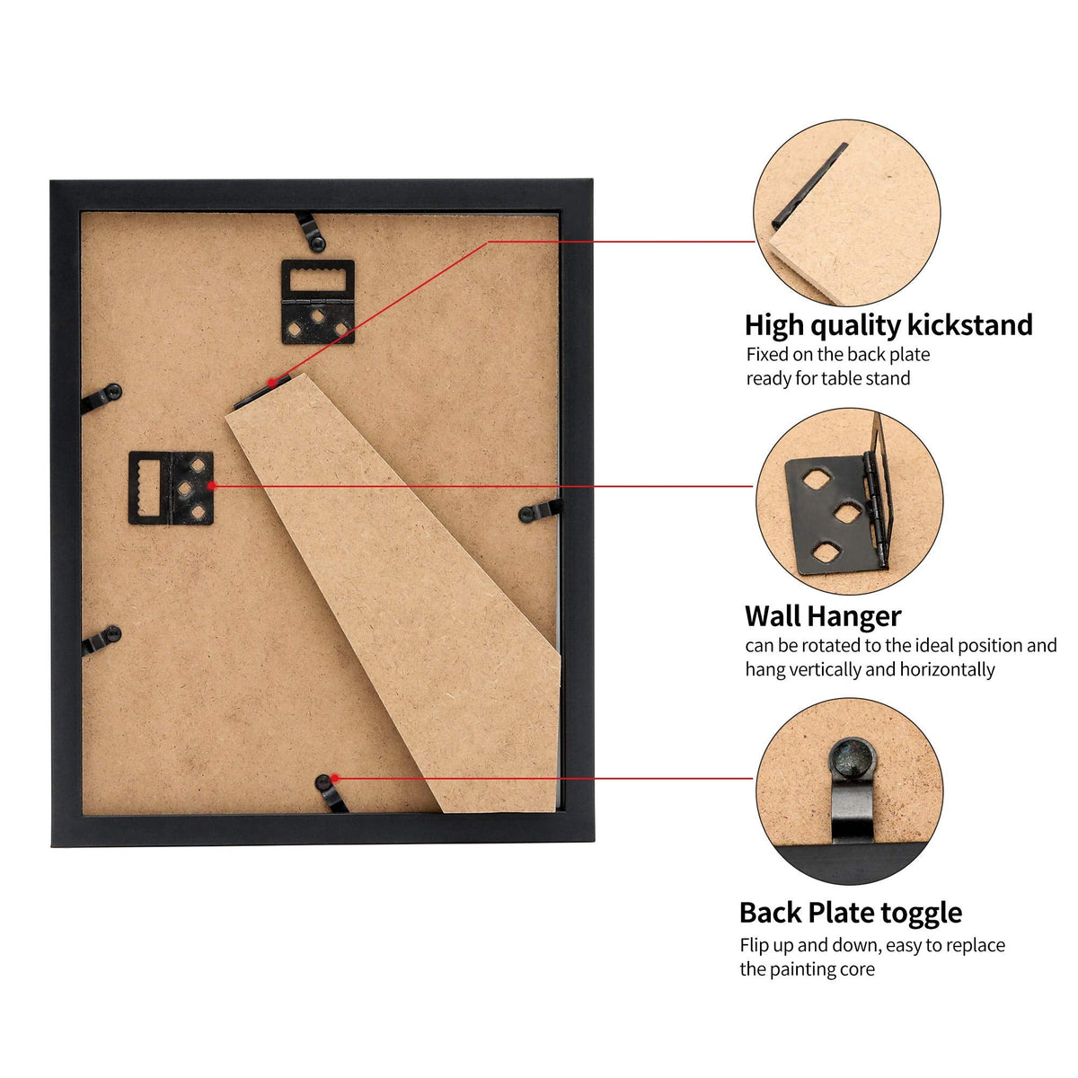 Framenow 8.5x11 Picture Frames Set of 3, Shatter-Resistant Glass Display Certificate or Pictures 8.5 by 11,To Wall and Tabletop Mounting, black.