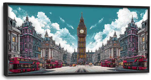Large Wall Art For Living Room London Big Ben Canvas Wall Decor England Cityscape Pictures Paintings Prints Big Artwork Framed Modern Decorations For Office Bedroom Bathroom Gifts 60" x 30"