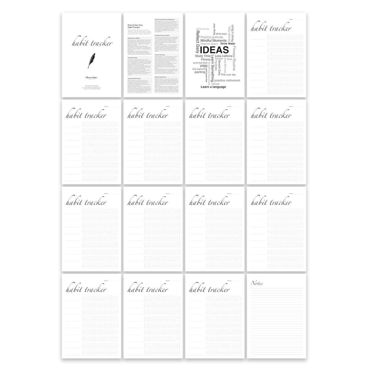 Habit Tracker Calendar (Undated 12 Month) with Silver Spiral Bound and Hanger, 7"x10" Habit Planner, Daily Weekly and Monthly Habit Tracker Journal, Habit Calendar, Colorful Layout.